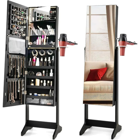 Jewelry Cabinet Armoire With Mirror And LED Lights