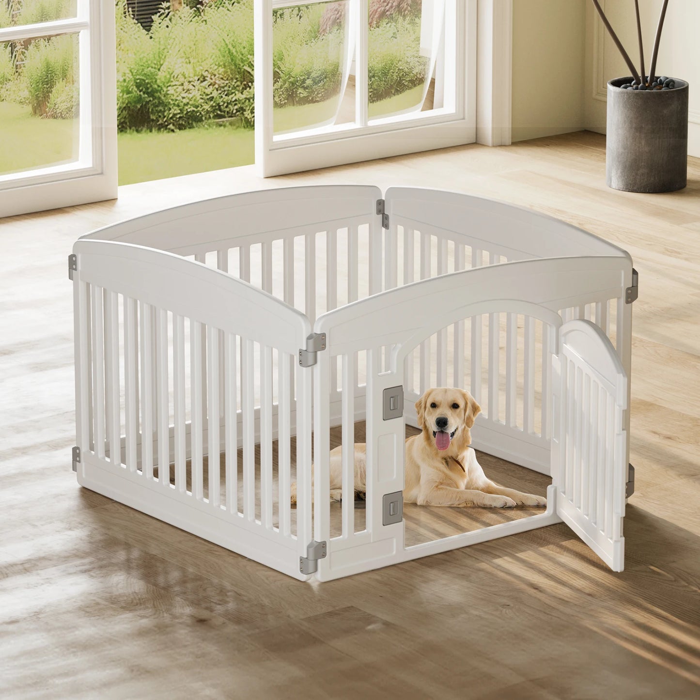 JHK Plastic Dog Playpen 6 Panel Expandable Indoor Outdoor