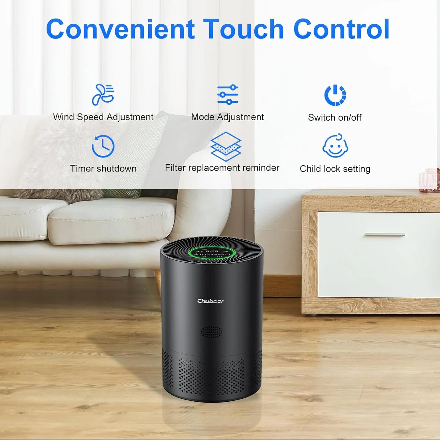 Chuboor H13 True HEPA Air Purifier for Home and Rooms