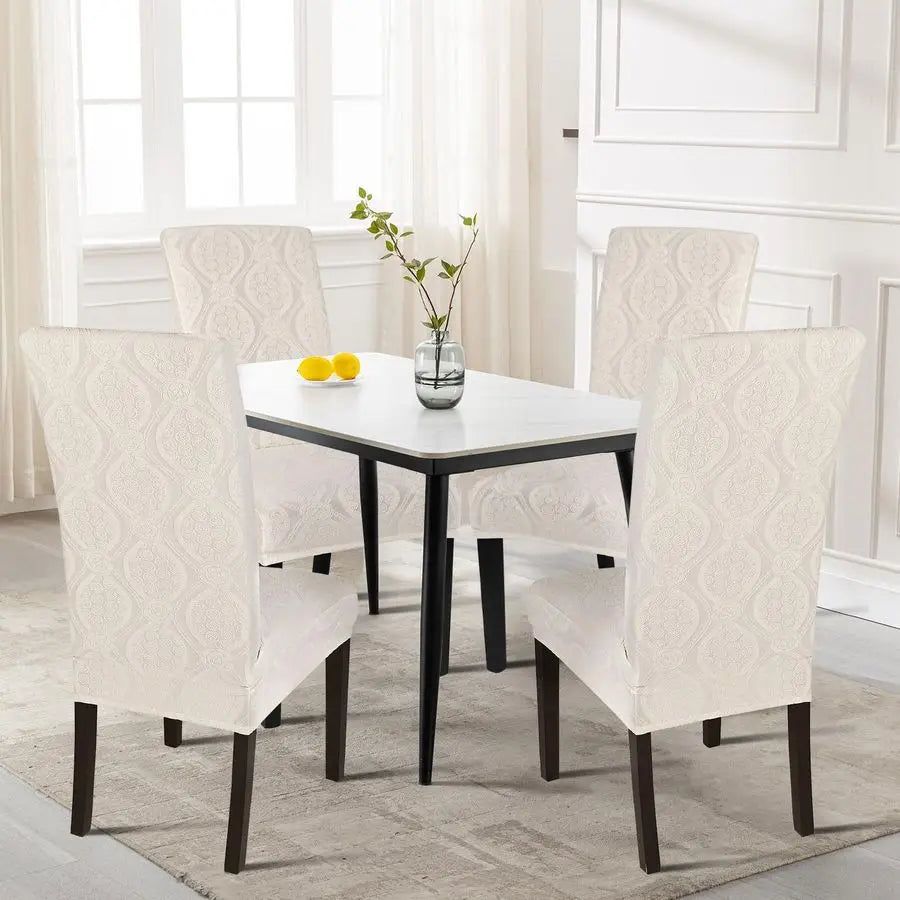 Waterproof Dining Chair Covers Set Stretch Jacquard Parsons Slipcovers