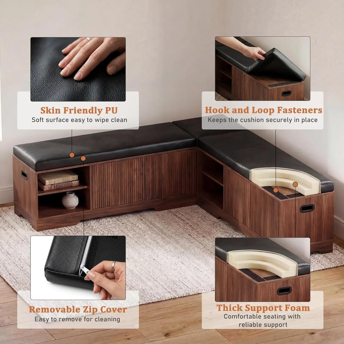 Extendable Breakfast Nook Table Set With Storage Benches And Stools
