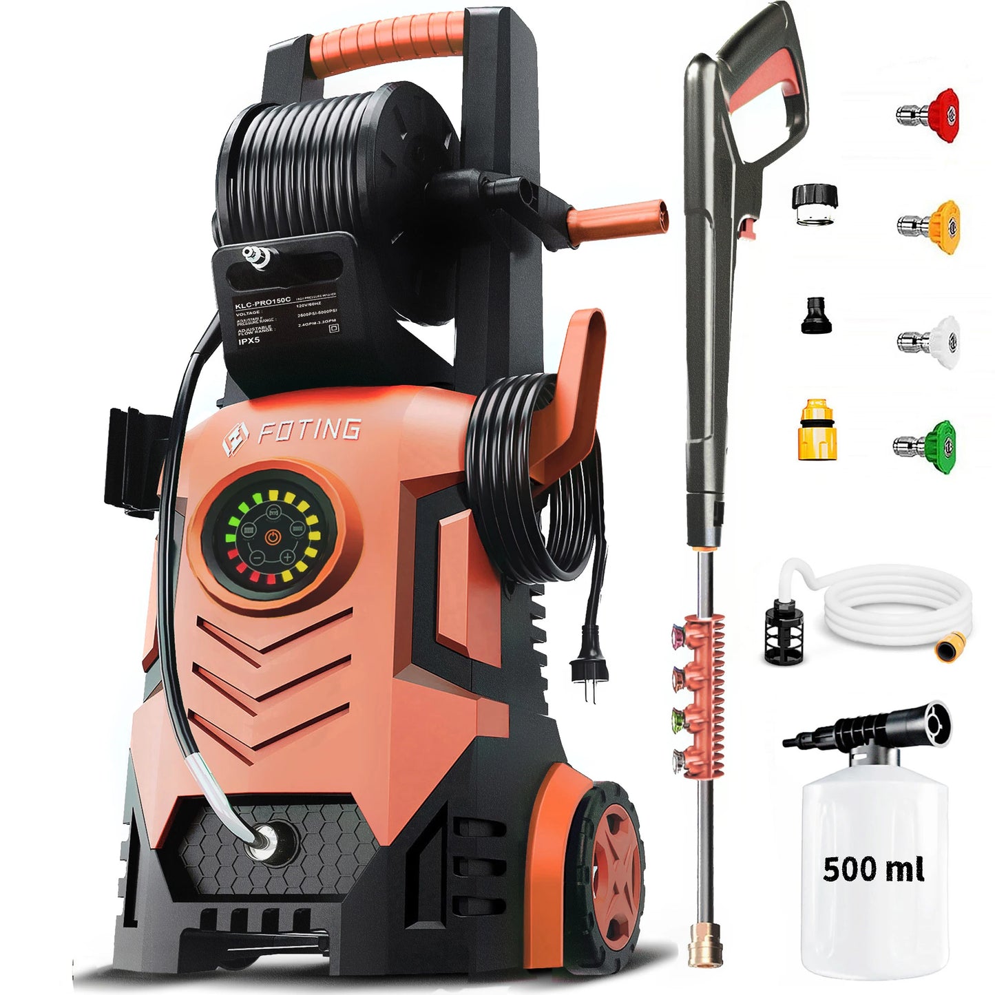 FF FOTING 5000 PSI Pressure Washer With Touch Screen And Foam Cannon