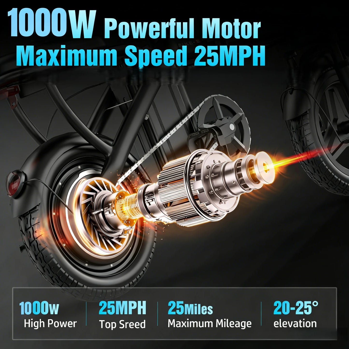 Folding Electric Bicycle 48V 1000W LCD Display 30 Mile Range