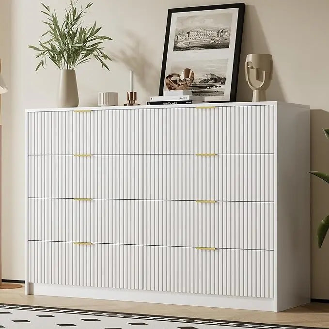 Modern 9 Drawer Dresser With Smooth Slides And Gold Handles