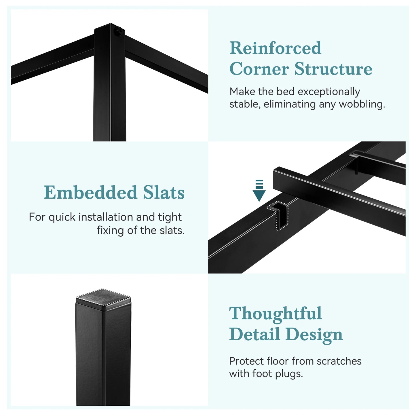 HOOMIC Canopy Bed Frame With Enhanced 4 Poster Crossbars