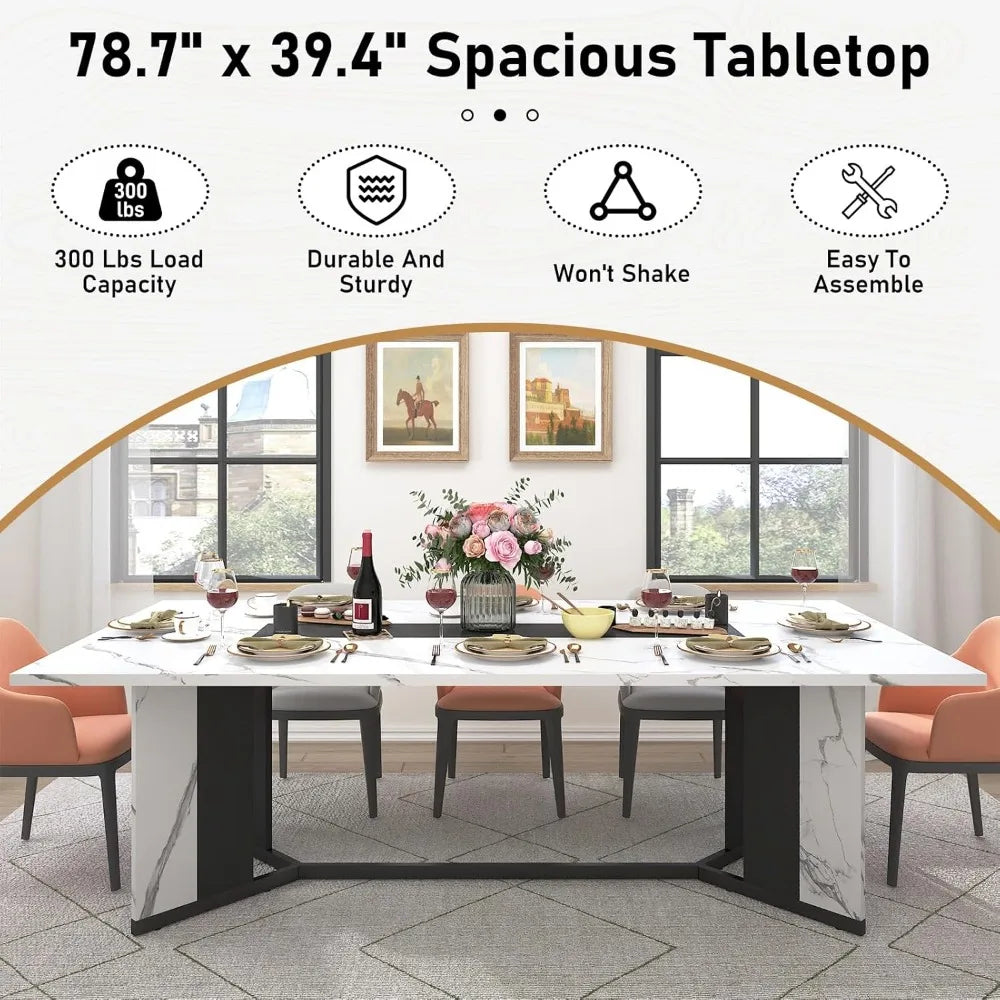 Modern Waterproof Rectangular Dining Table For Six To Eight