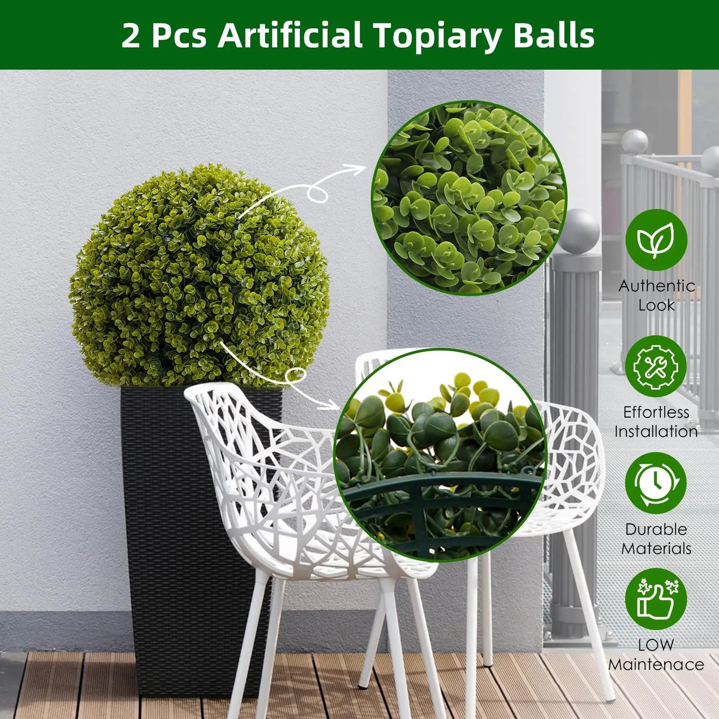 Studyset Topiary Balls Outdoor Decor Set of 2 for Home