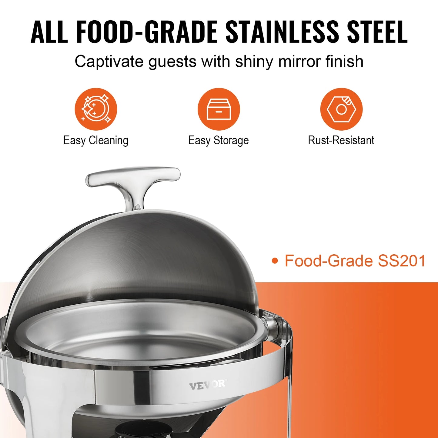 SucceBuy Roll Top Chafing Dish Set Stainless Steel Warmer