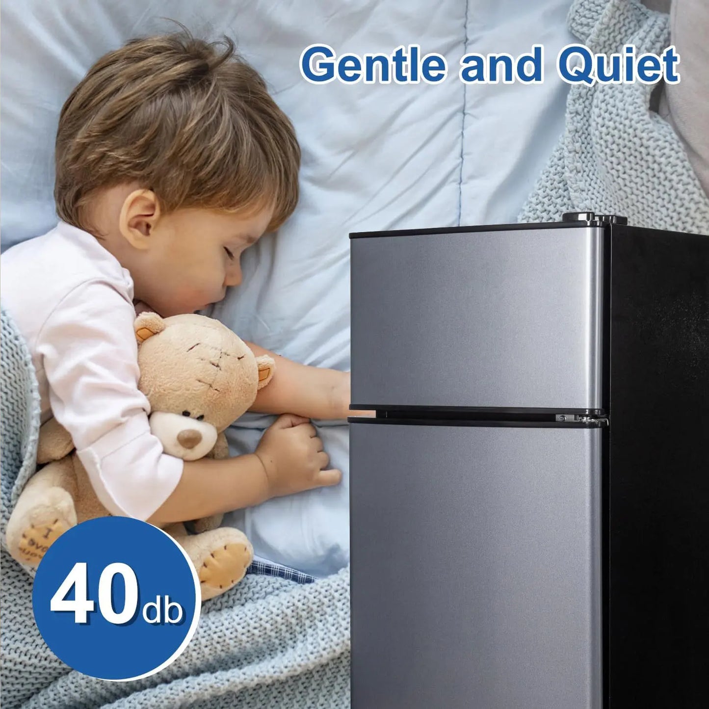 Krib Bling Mini Fridge With Freezer Energy Efficient Low Noise