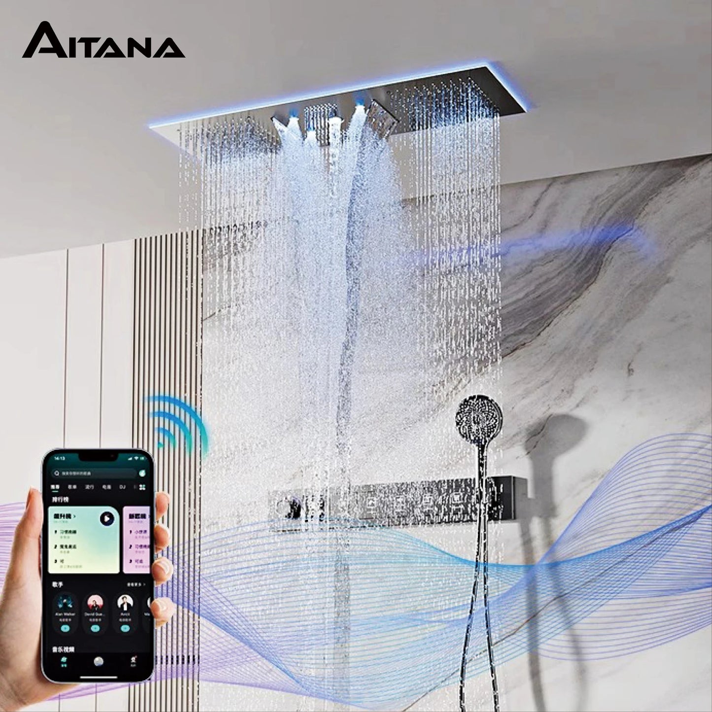 Aitana Luxury Brass Gunmetal LED Display Thermostatic Shower System