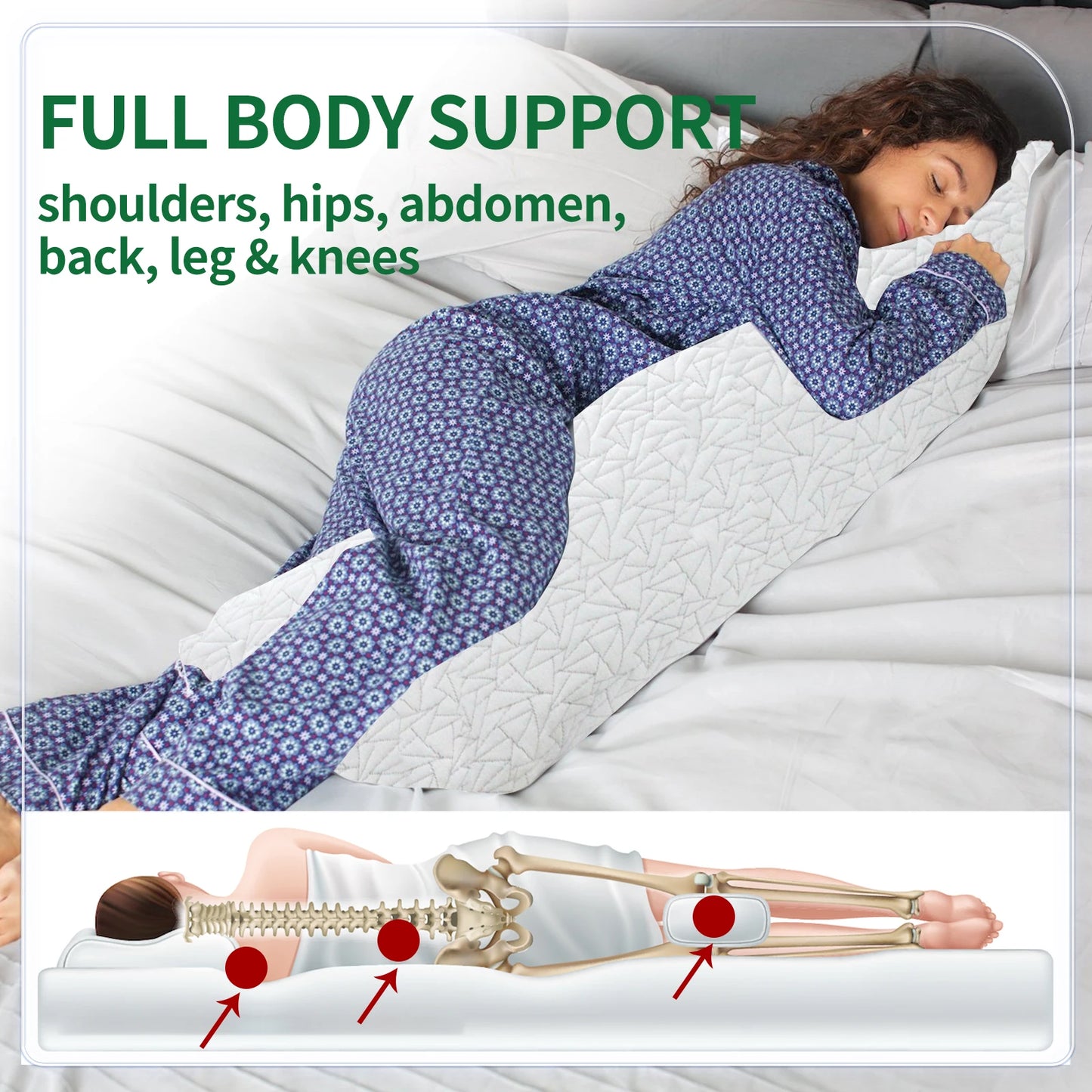 Memory Foam Body Pillow For Adults Restful Sleep Comfort