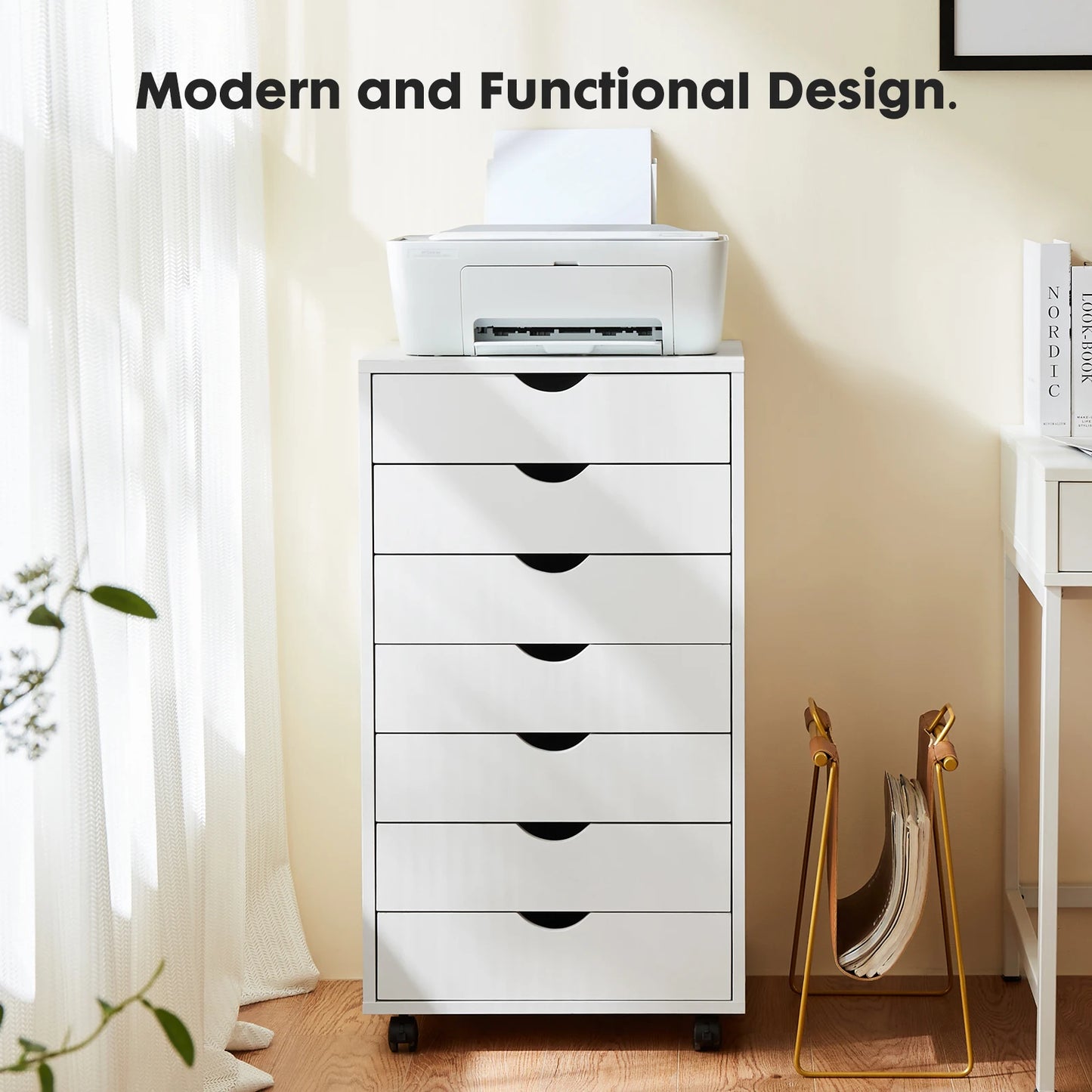 JHK Drawer Chest Dresser Storage Cabinet On Wheels