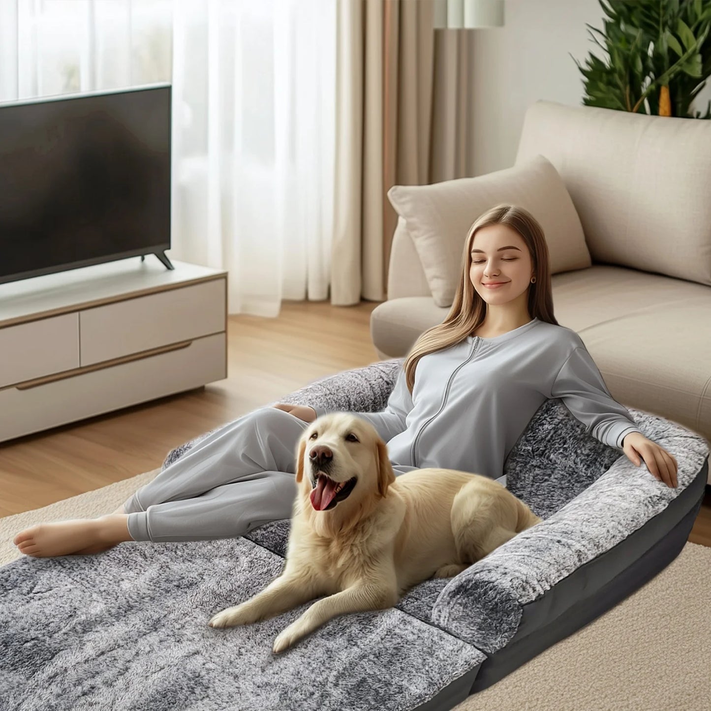 BINGOPAW Orthopedic Dog Bed For Adults Foldable Plush Cushion