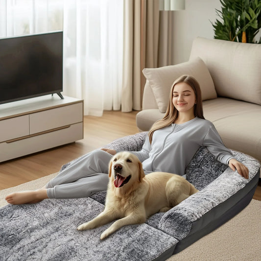 BINGOPAW Orthopedic Dog Bed For Adults Foldable Plush Cushion