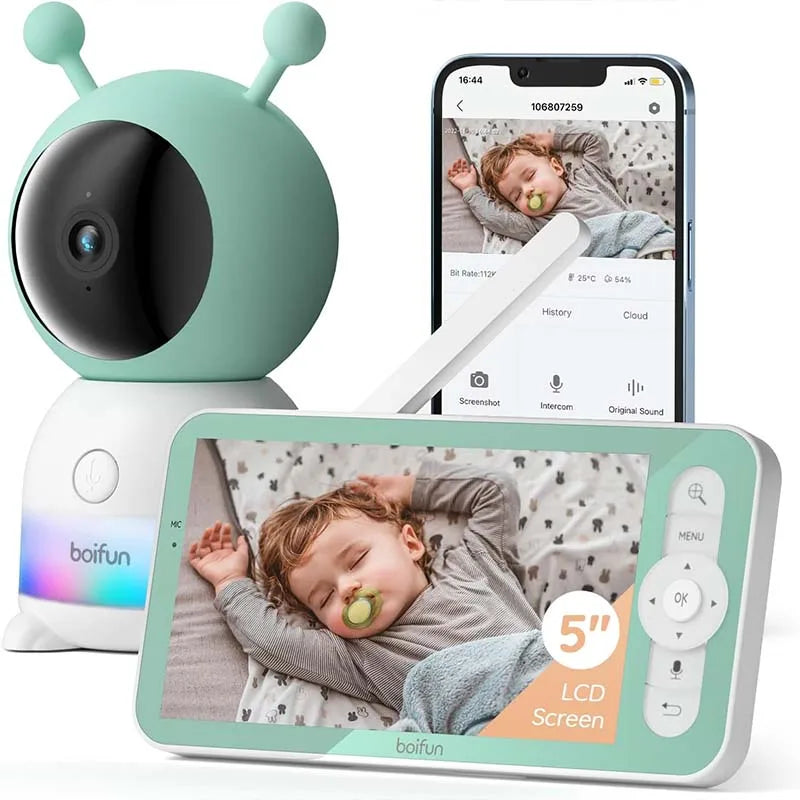 BOIFUN 2K Baby Monitor Camera With App Control Night Lights
