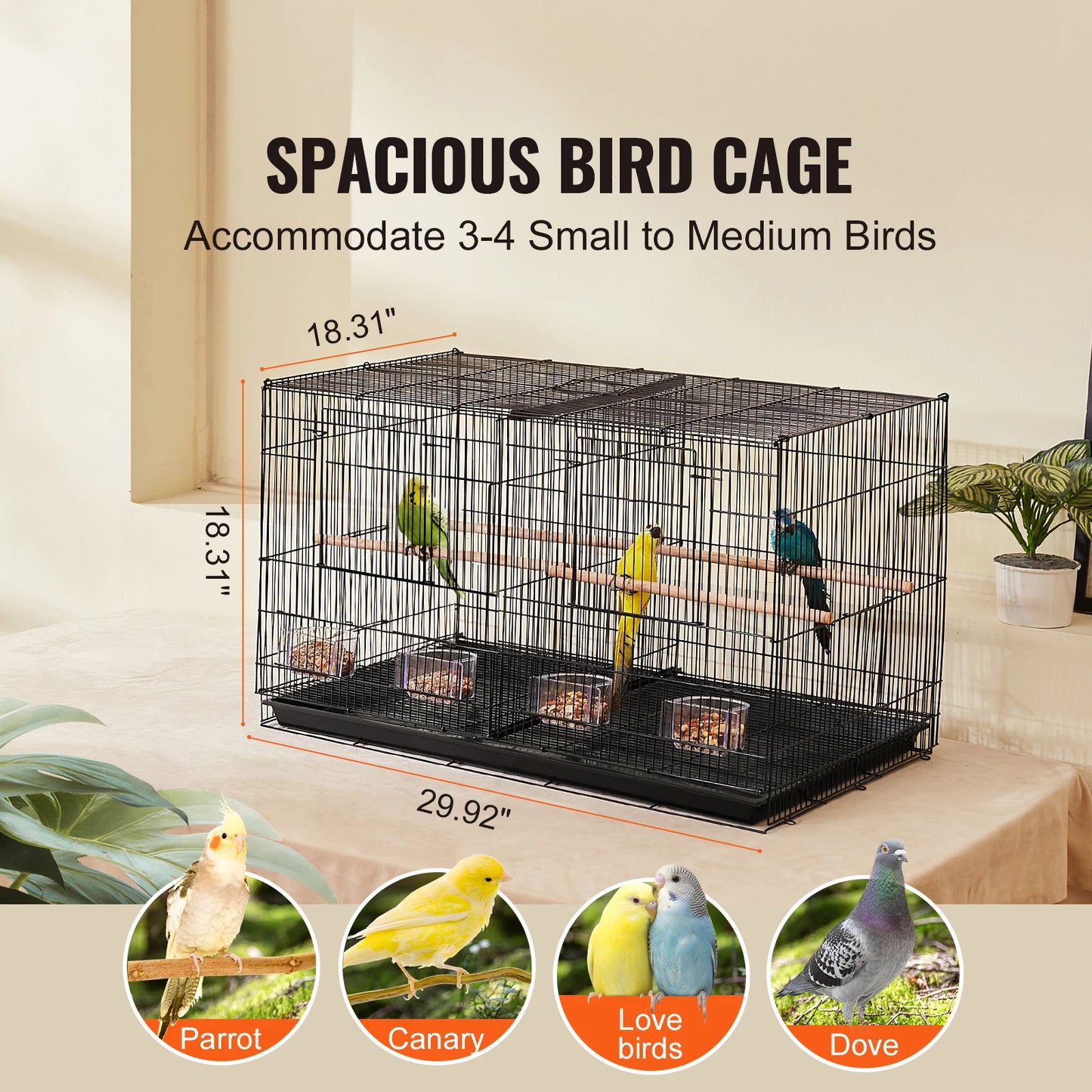 SucceBuy In Flight Bird Cage With Divider And Travel Handle