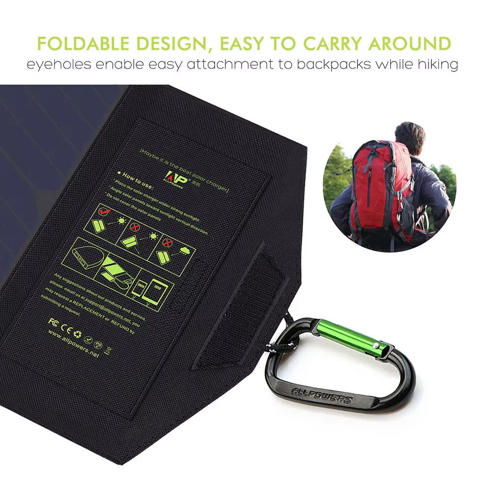 ALLPOWERS Foldable 21W Waterproof Solar Panel Portable Charger For Mobile Phone