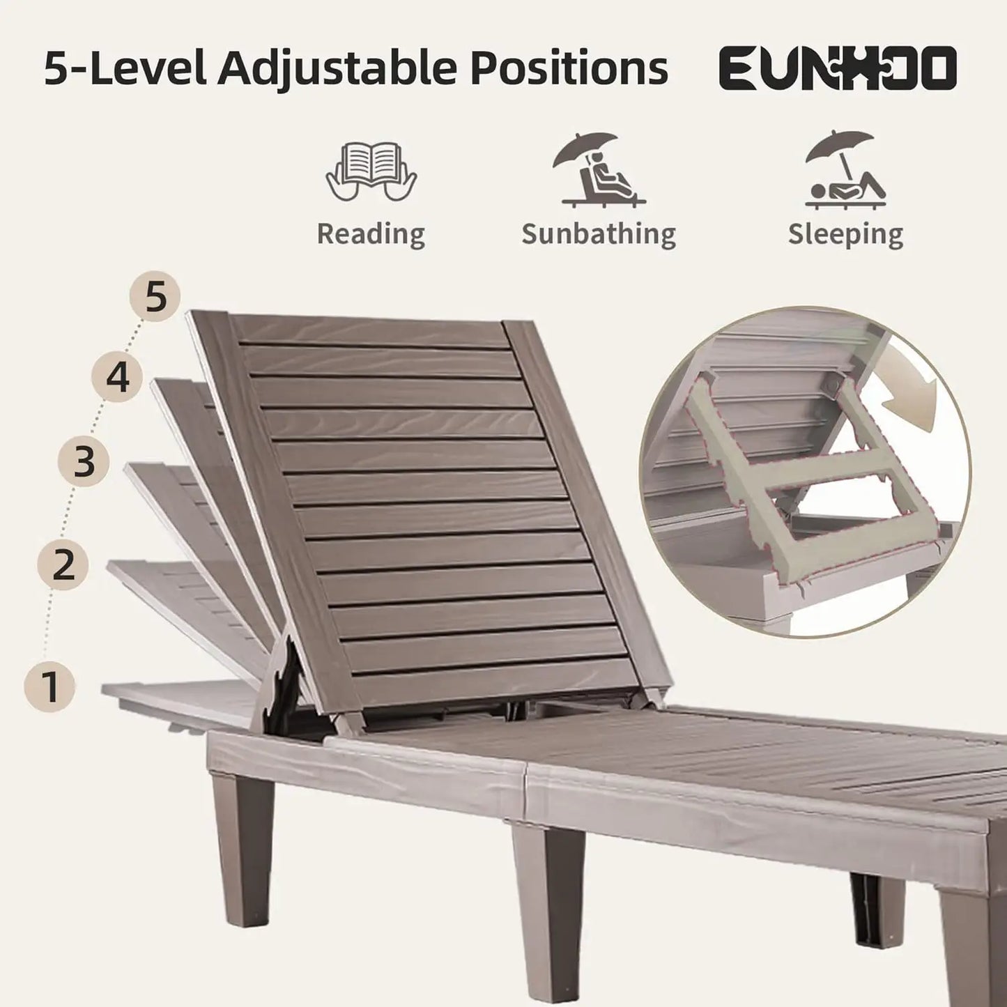 Outdoor Chaise Lounge Set Of 2 Adjustable Waterproof Pool Loungers