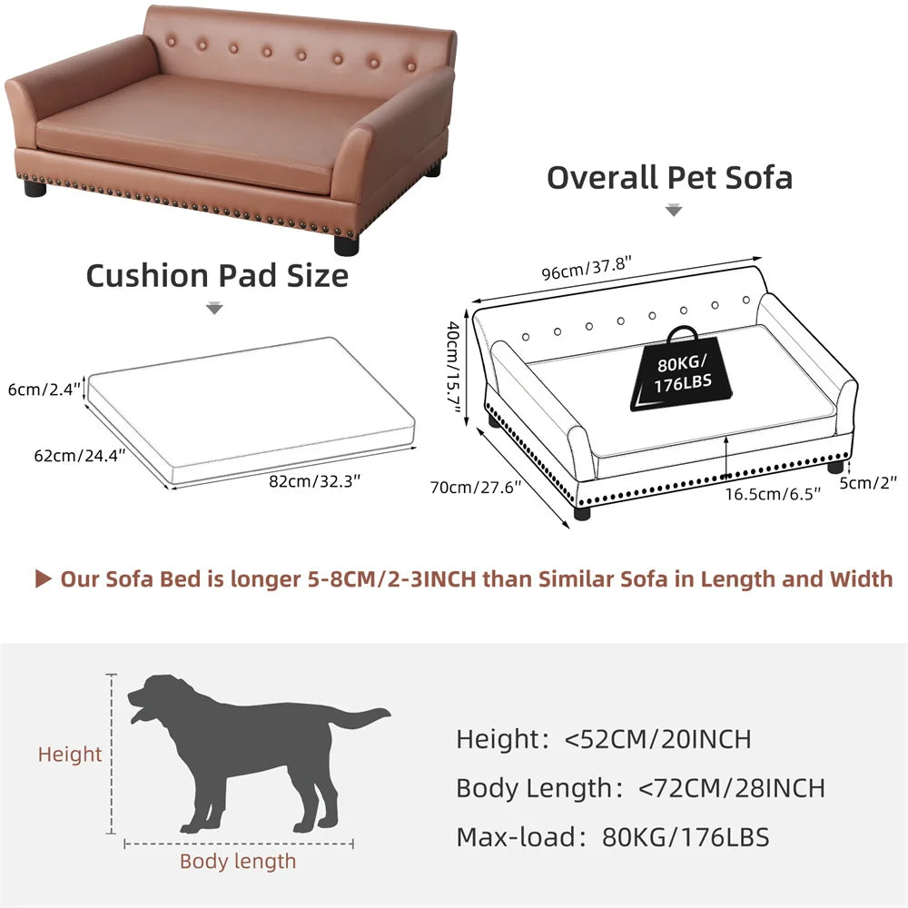 BORWART Heavy Duty Pet Sofa Bed Large Raised Dog And Cat Couch