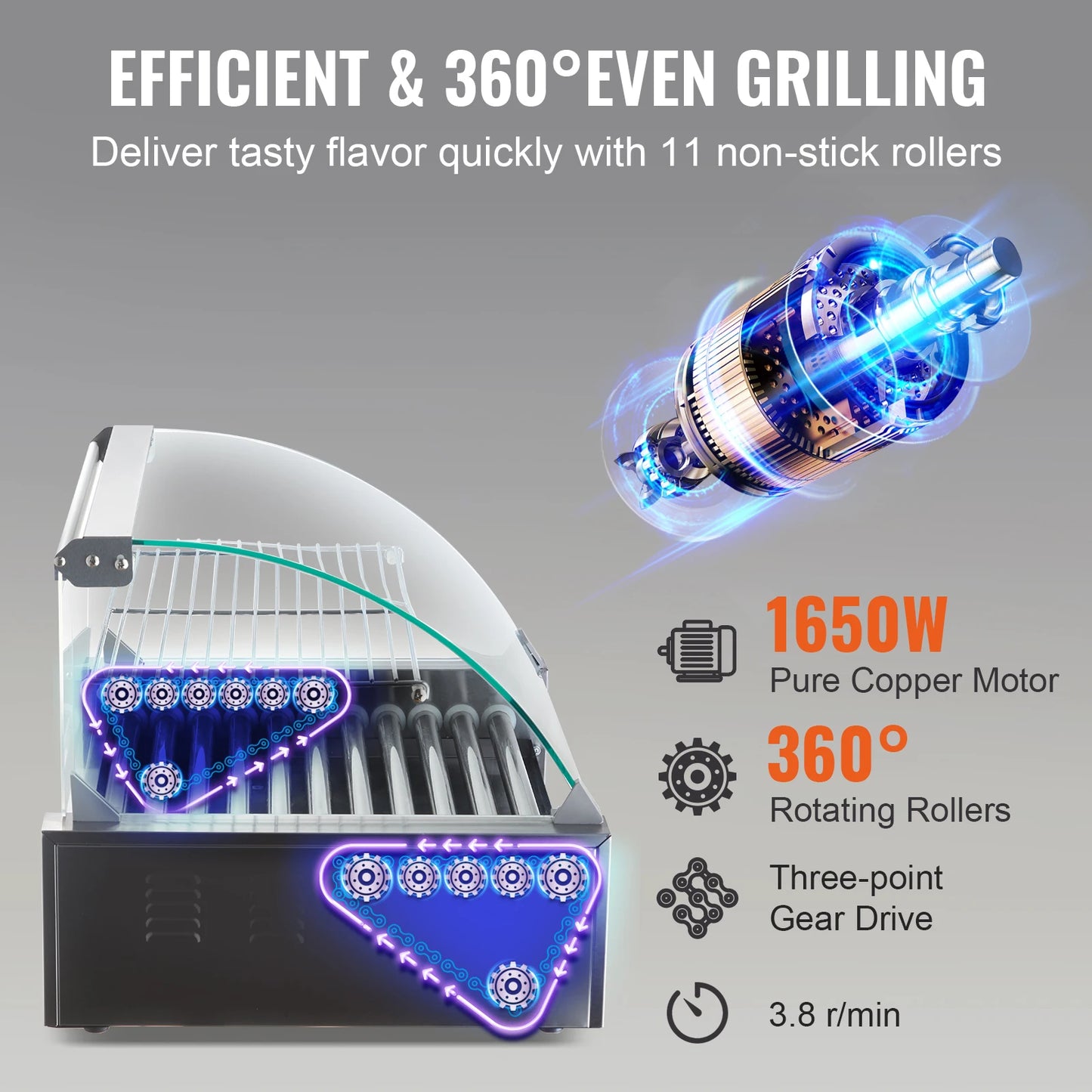 Succebuy Hot Dog Roller Machine Five Seven Eleven Rollers