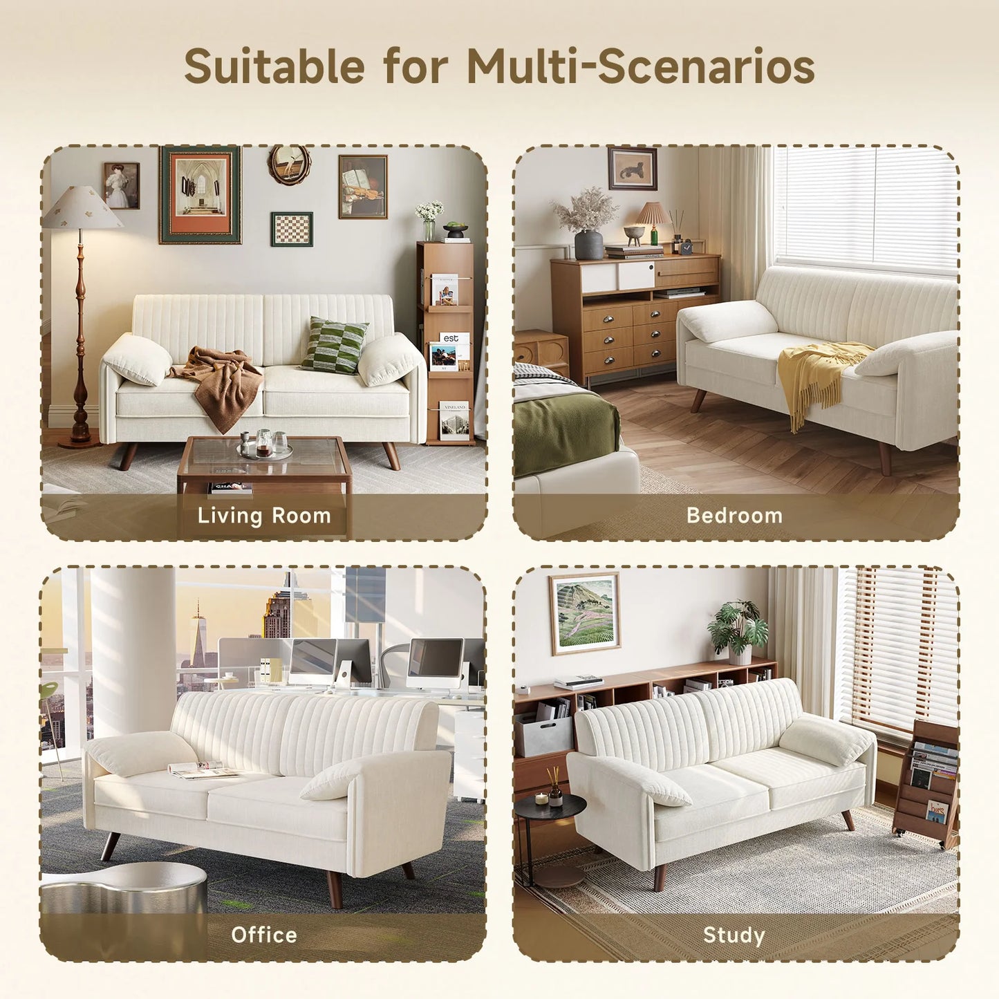 Chenille Loveseat Sofa for Living Room Compact Modern Scandinavian Style