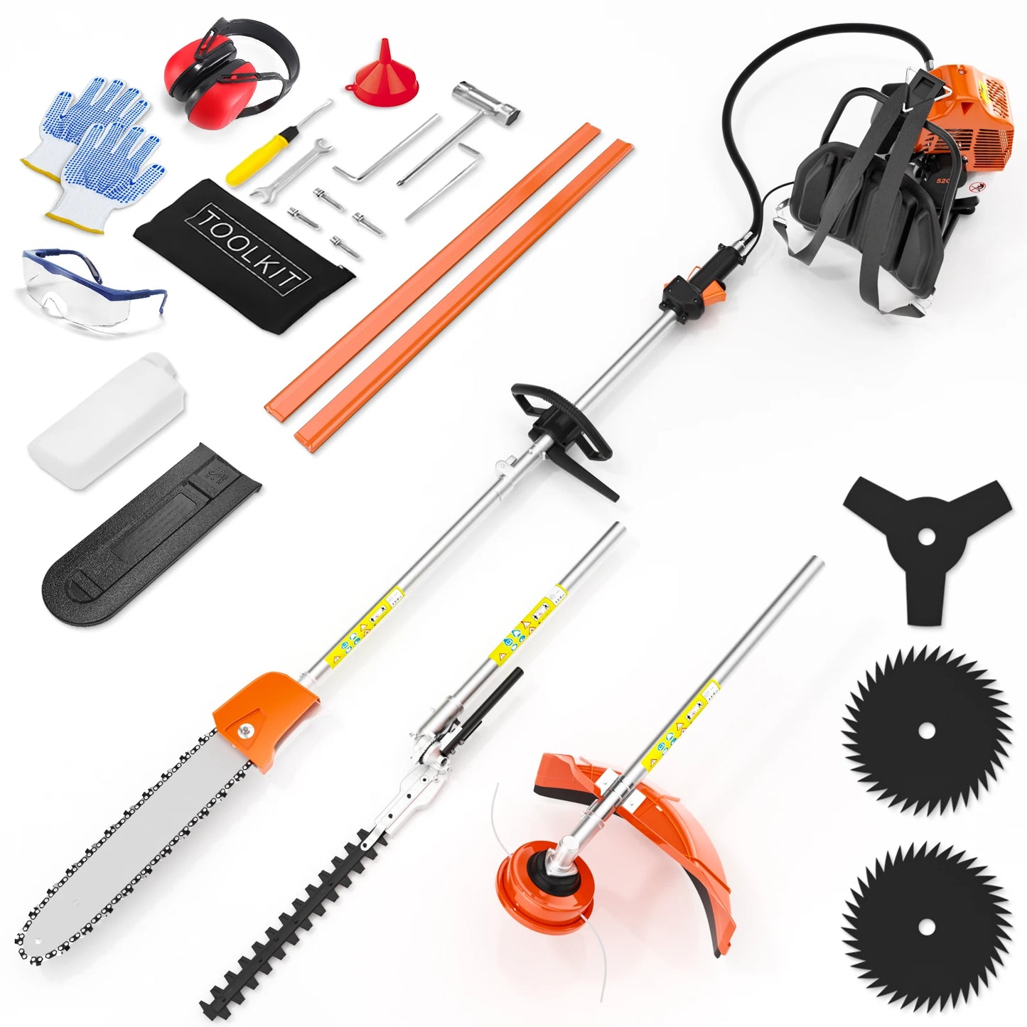 Gas Powered 6 In 1 Hedge Trimmer, Weed Eater, Cutter