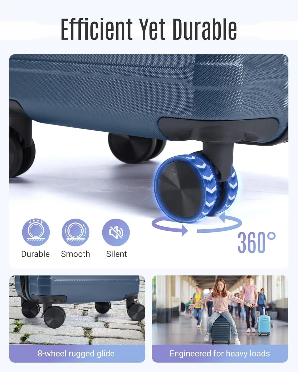 3-Piece Lightweight Luggage Set With Spinner Wheels And TSA Lock