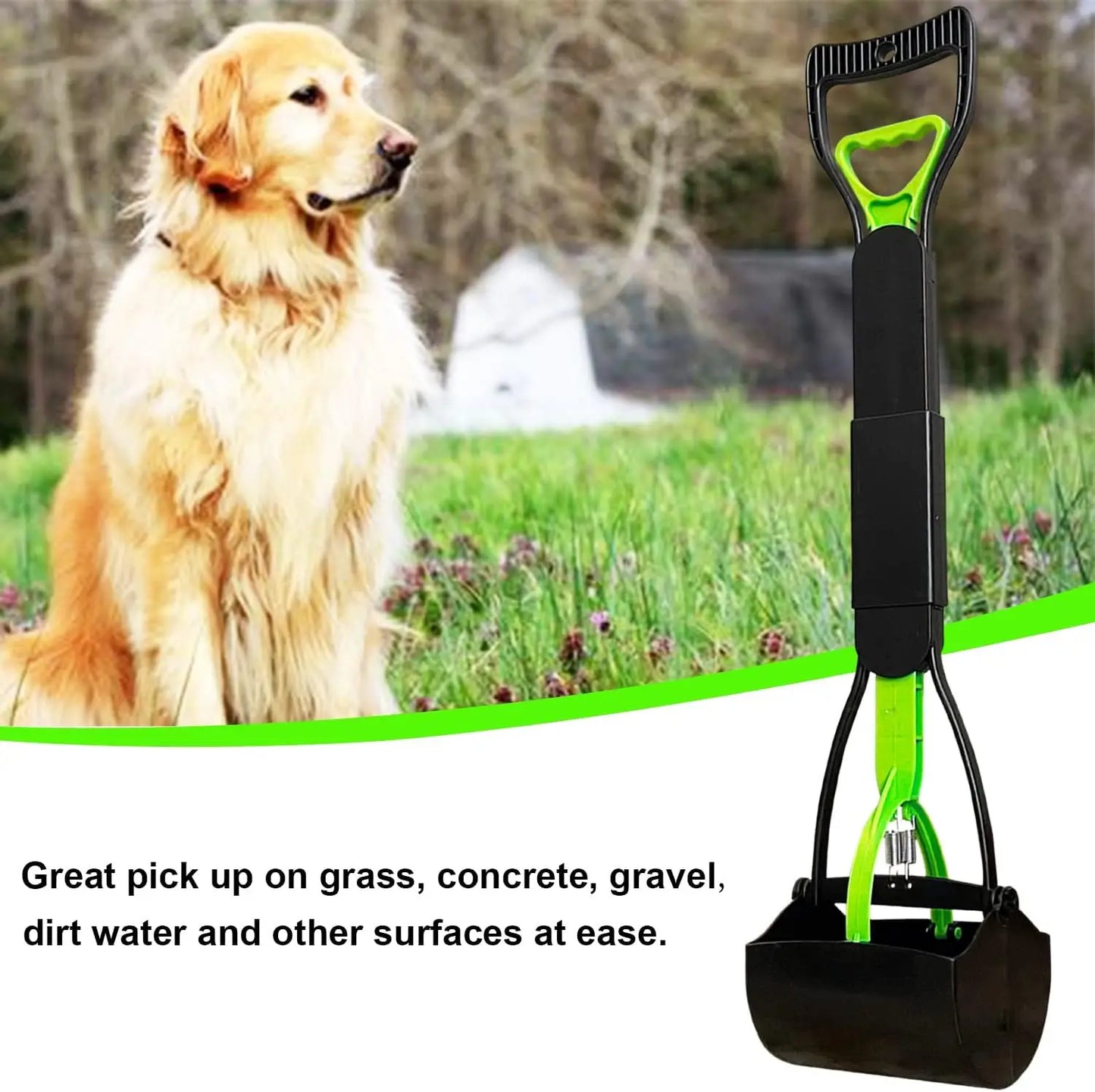 Large Dog Pooper Scooper For Grass And Gravel Easy Cleanup