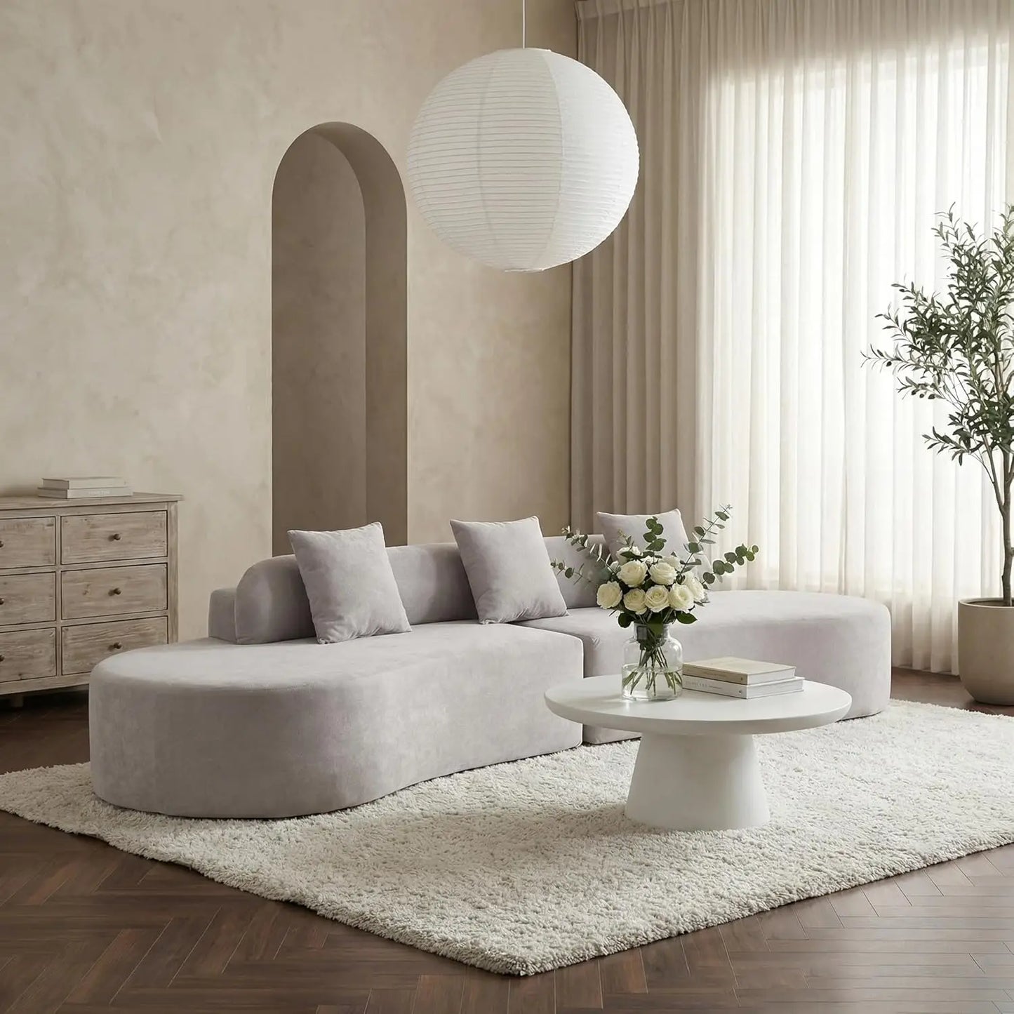 Modern Curved Sectional Sofa Plush Modular Couch For Living Room