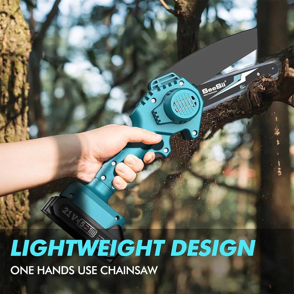 Seesii 6 Inch Cordless Mini Chainsaw For Makita 18V Battery Power