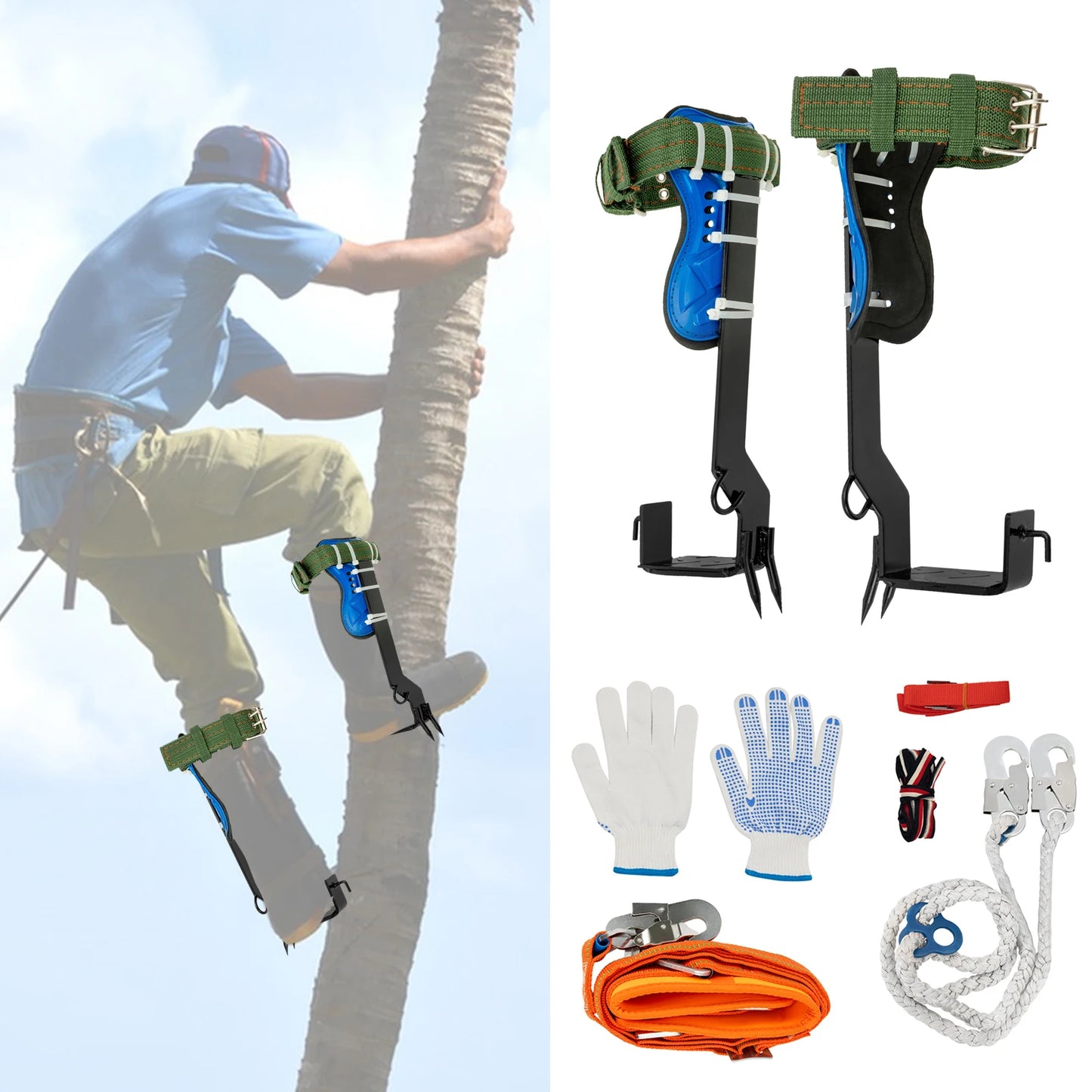 Tree Climbing Tool Kit With Safety Belt And 2m Steel Rope
