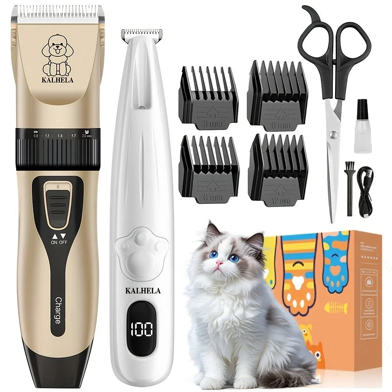 Rechargeable Low Noise Dog Grooming Clippers Kit With Accessories