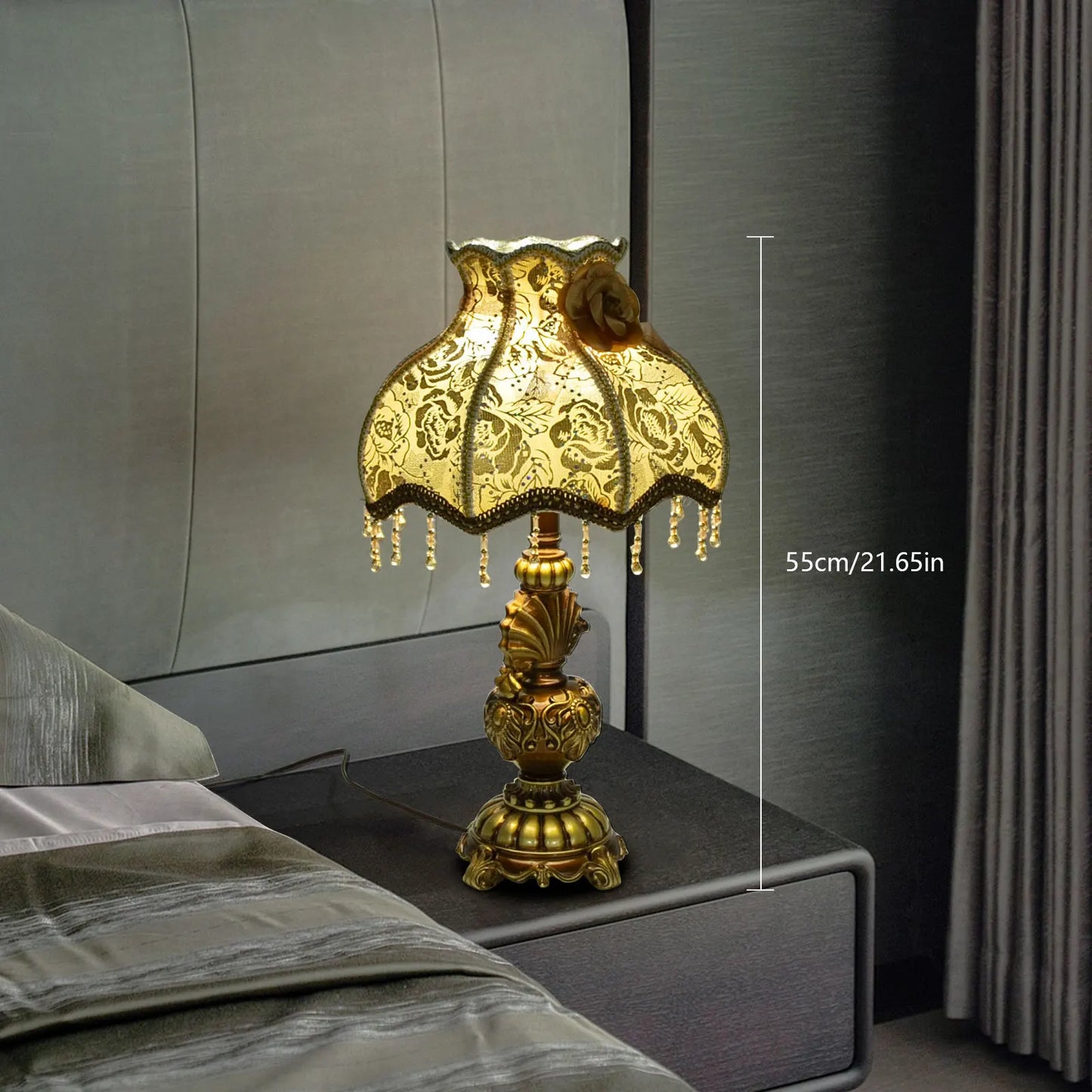 Bymaocar European Gold Table Lamp With Push Button Switch