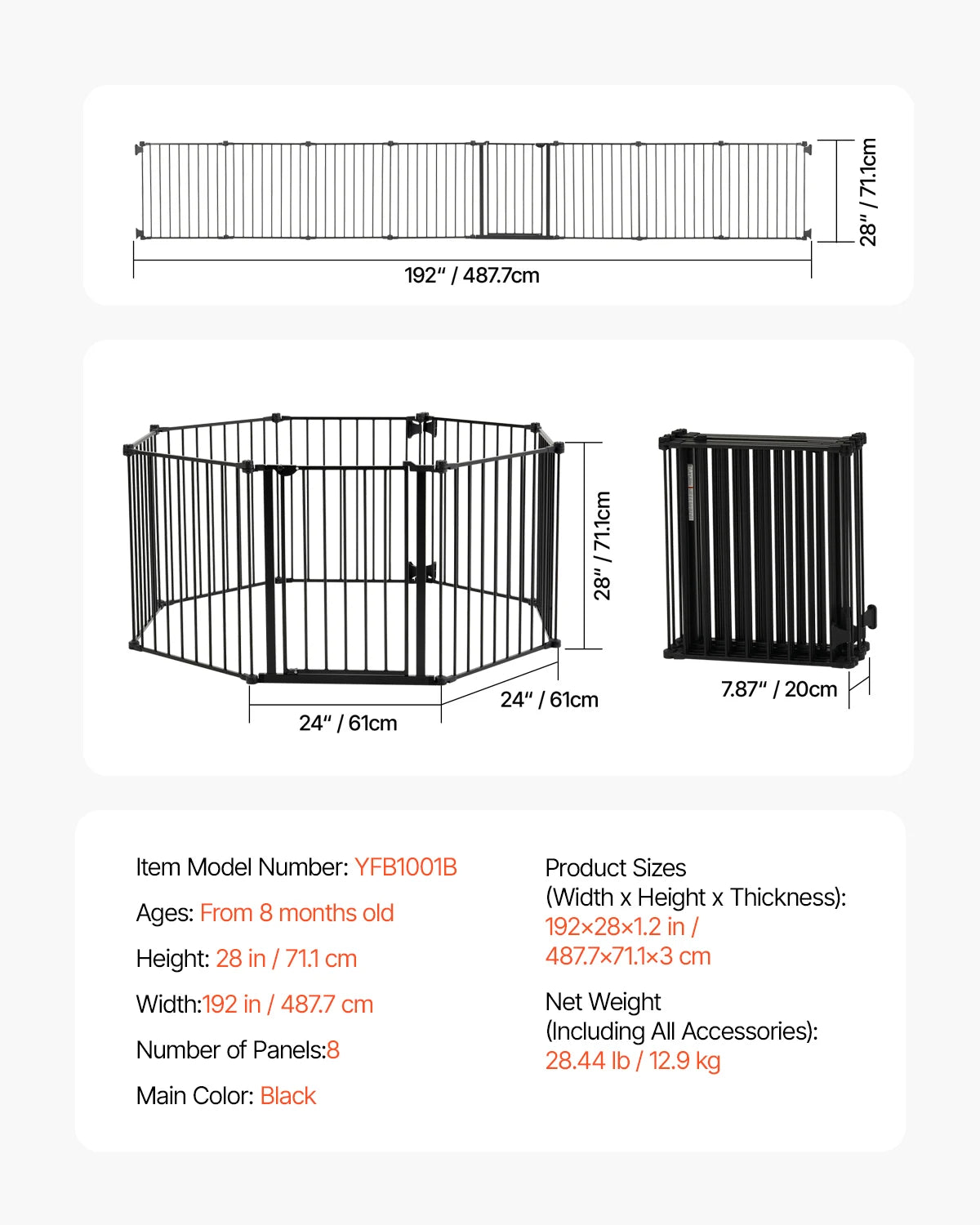 SucceBuy Baby Gate Walk Through Pet Security Pressure Mount