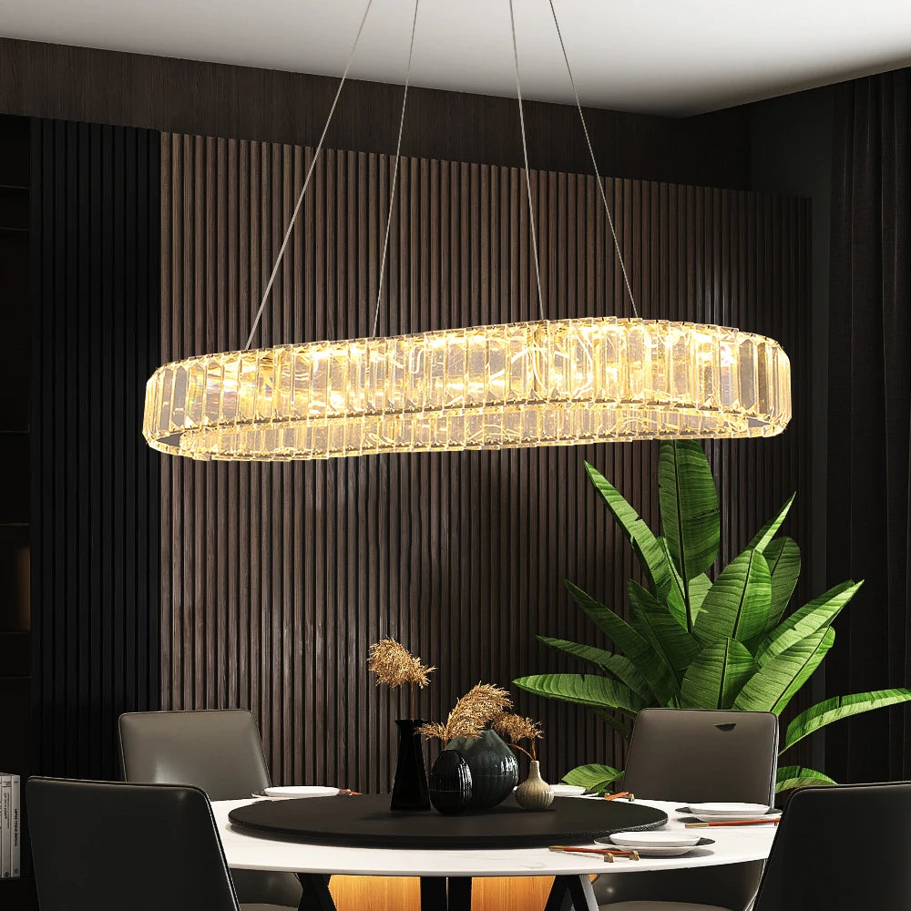 VETRULUS Modern Luxury Crystal Oval LED Pendant Chandelier