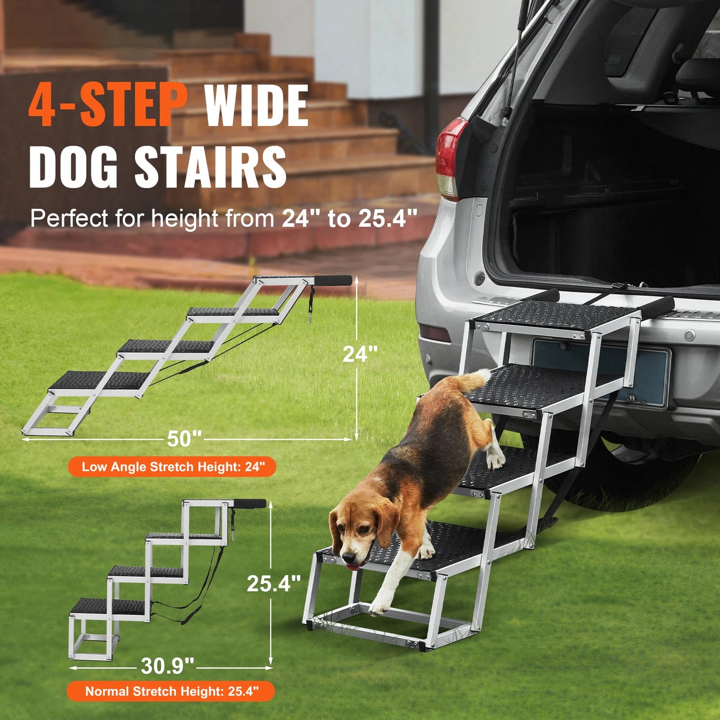 SucceBuy Folding Dog Car Steps Aluminum Portable Stairs 150 Lbs