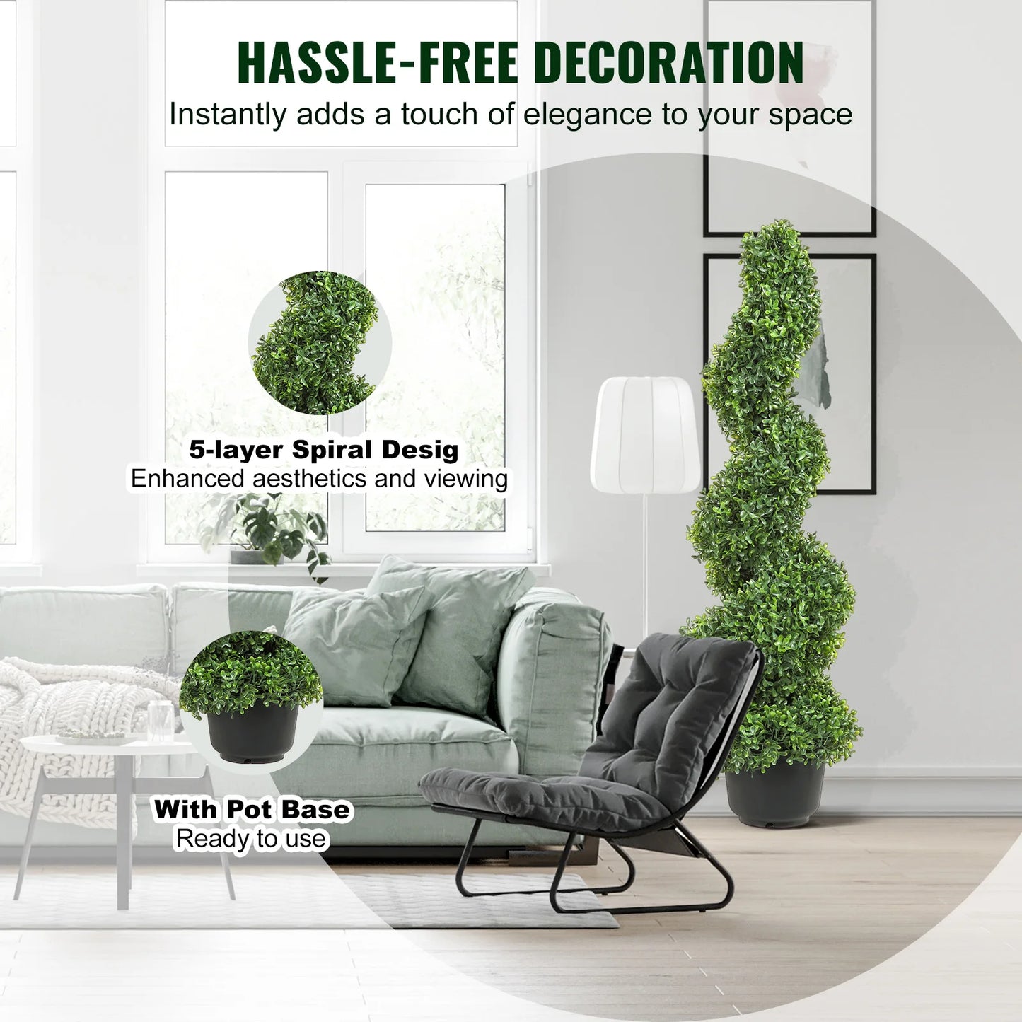 NONECN Boxwood Tower Topiary Spiral Artificial Plant