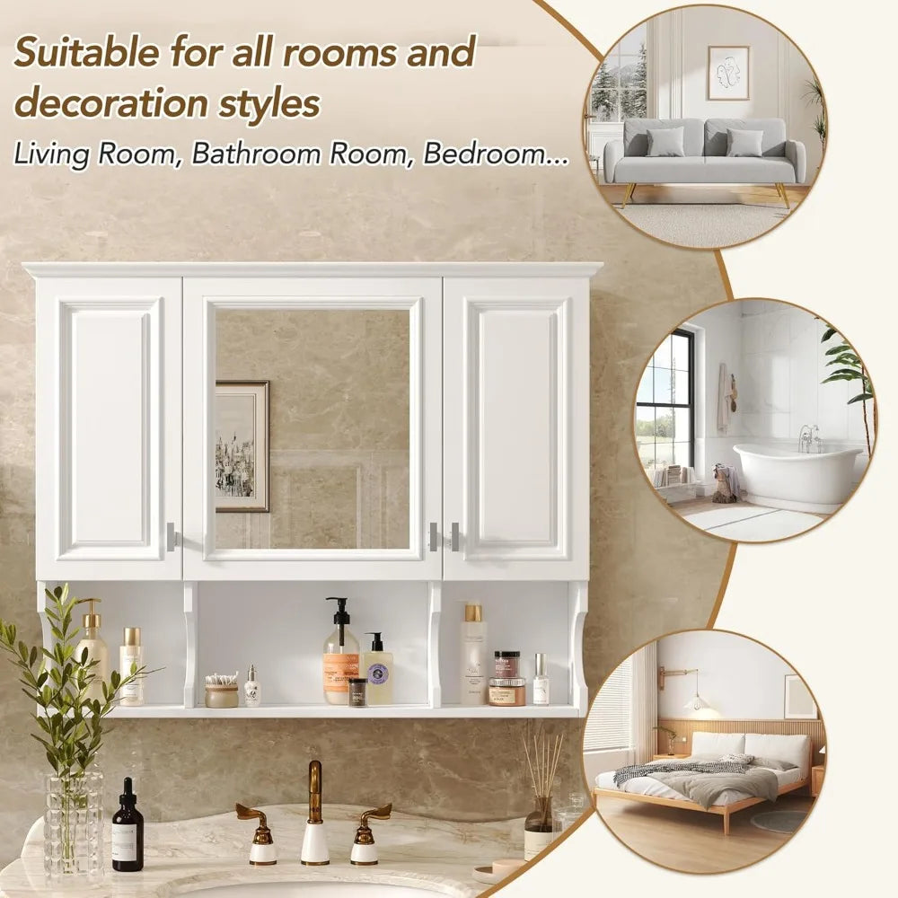 Bathroom Wall Mounted Medicine Cabinet With Adjustable Shelves