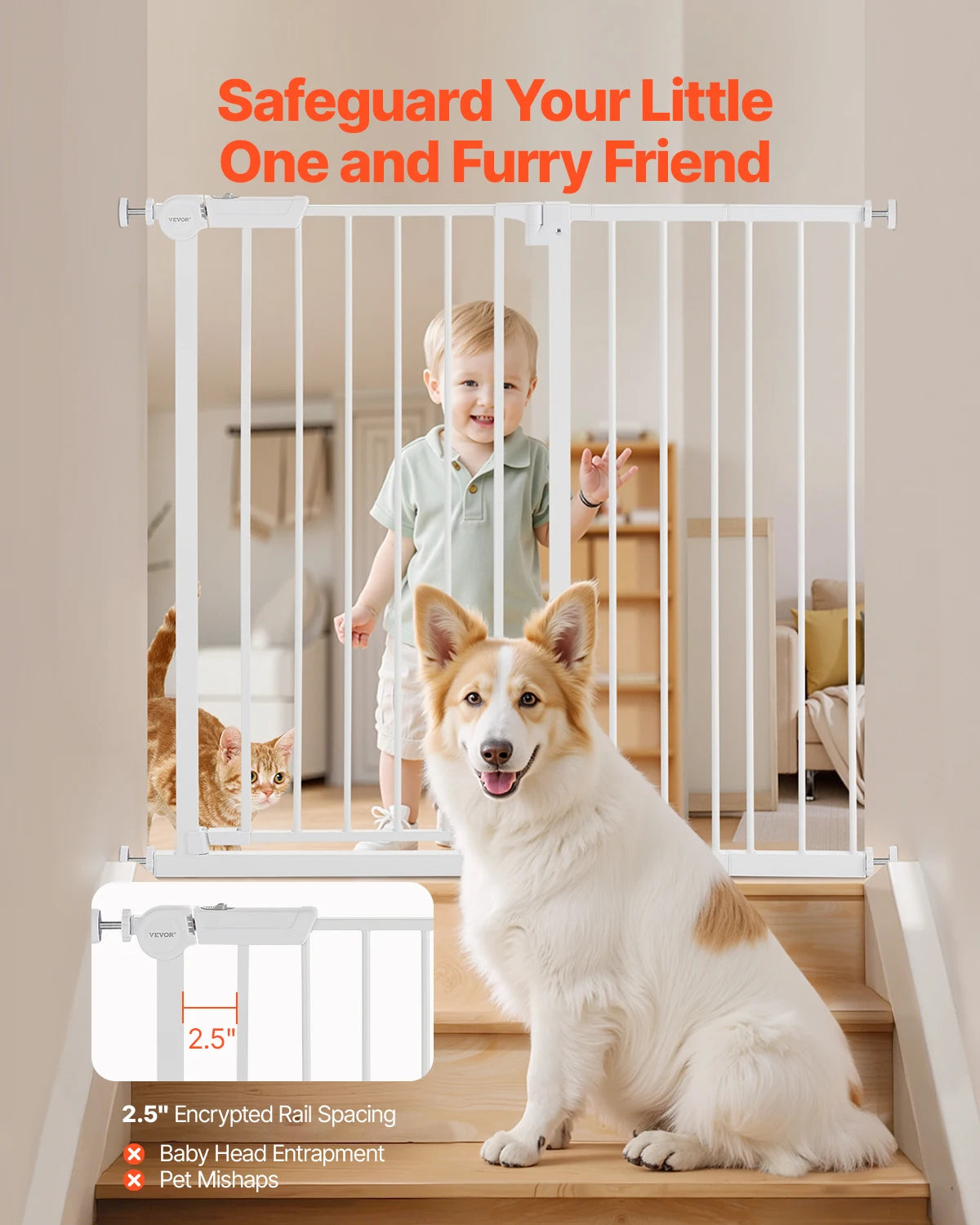 SucceBuy Baby Gate Walk Through Pet Security Pressure Mount