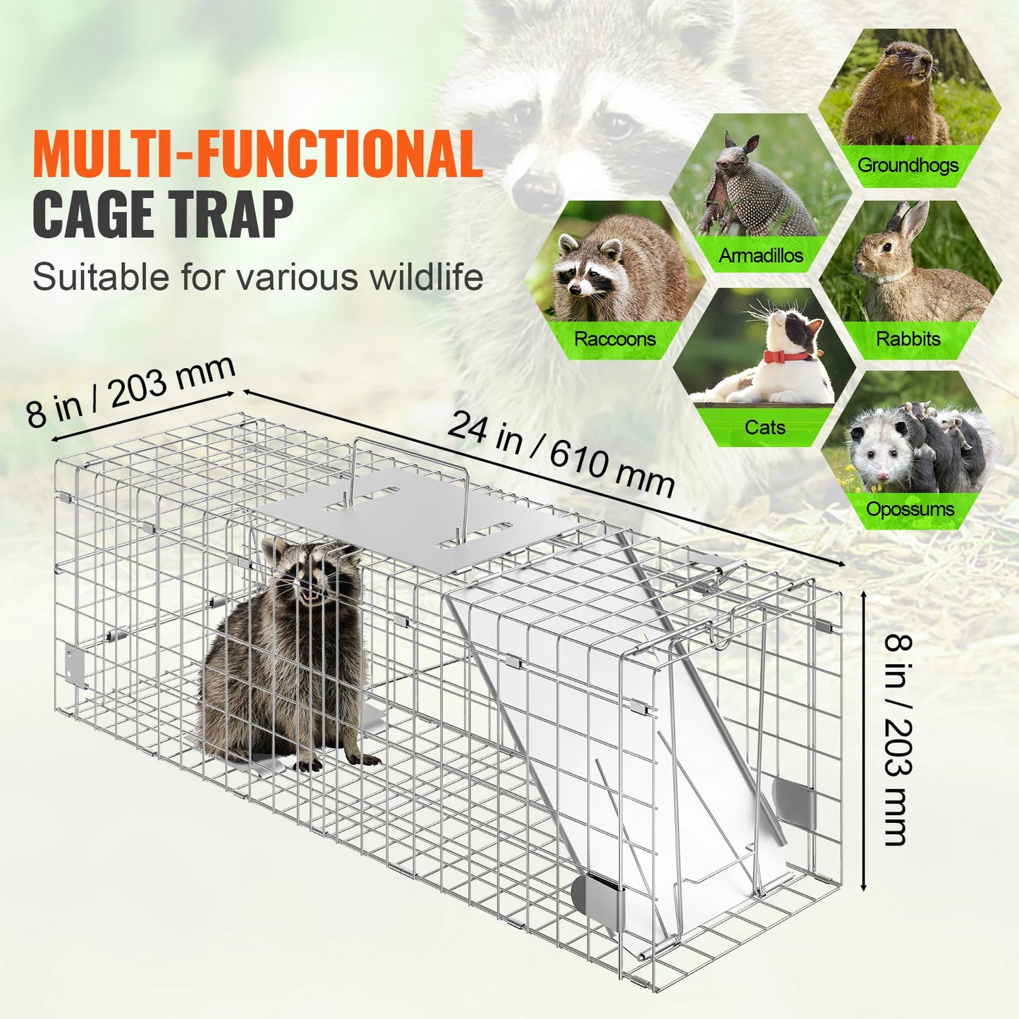 SucceBuy Folding Live Animal Cage Trap Humane Cat Rodent Control