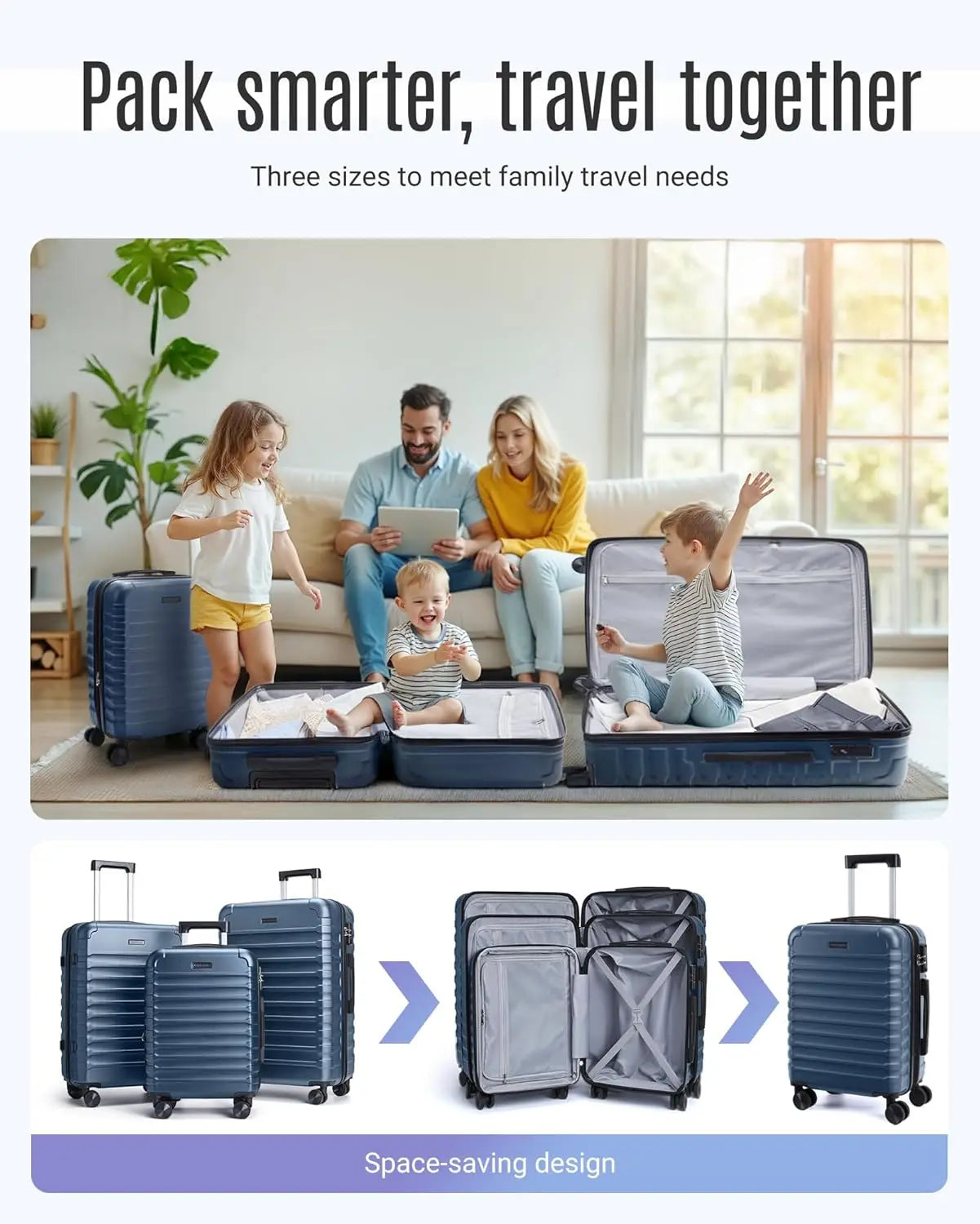 3-Piece Lightweight Luggage Set With Spinner Wheels And TSA Lock
