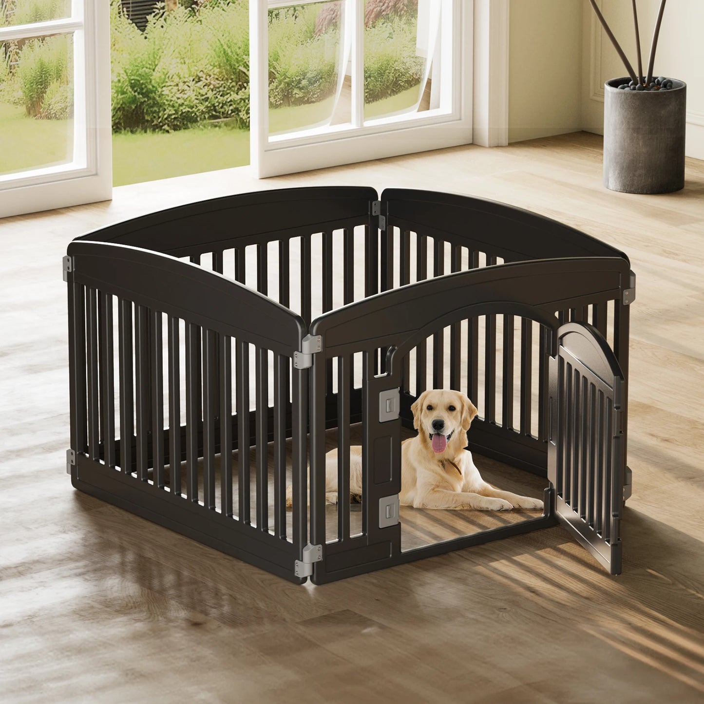 JHK Plastic Dog Playpen 6 Panel Expandable Indoor Outdoor