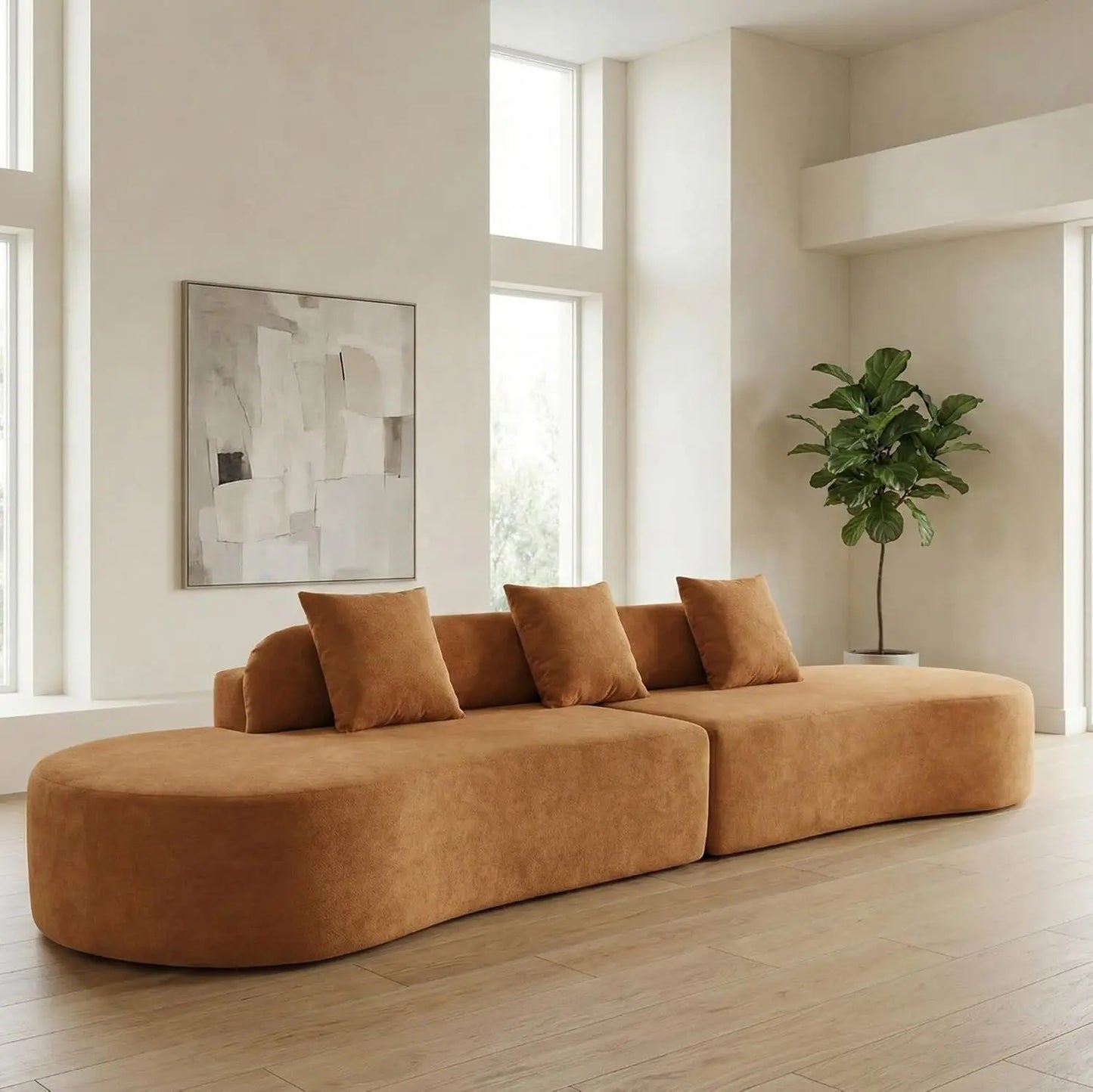 Modern Curved Sectional Sofa Plush Modular Couch For Living Room
