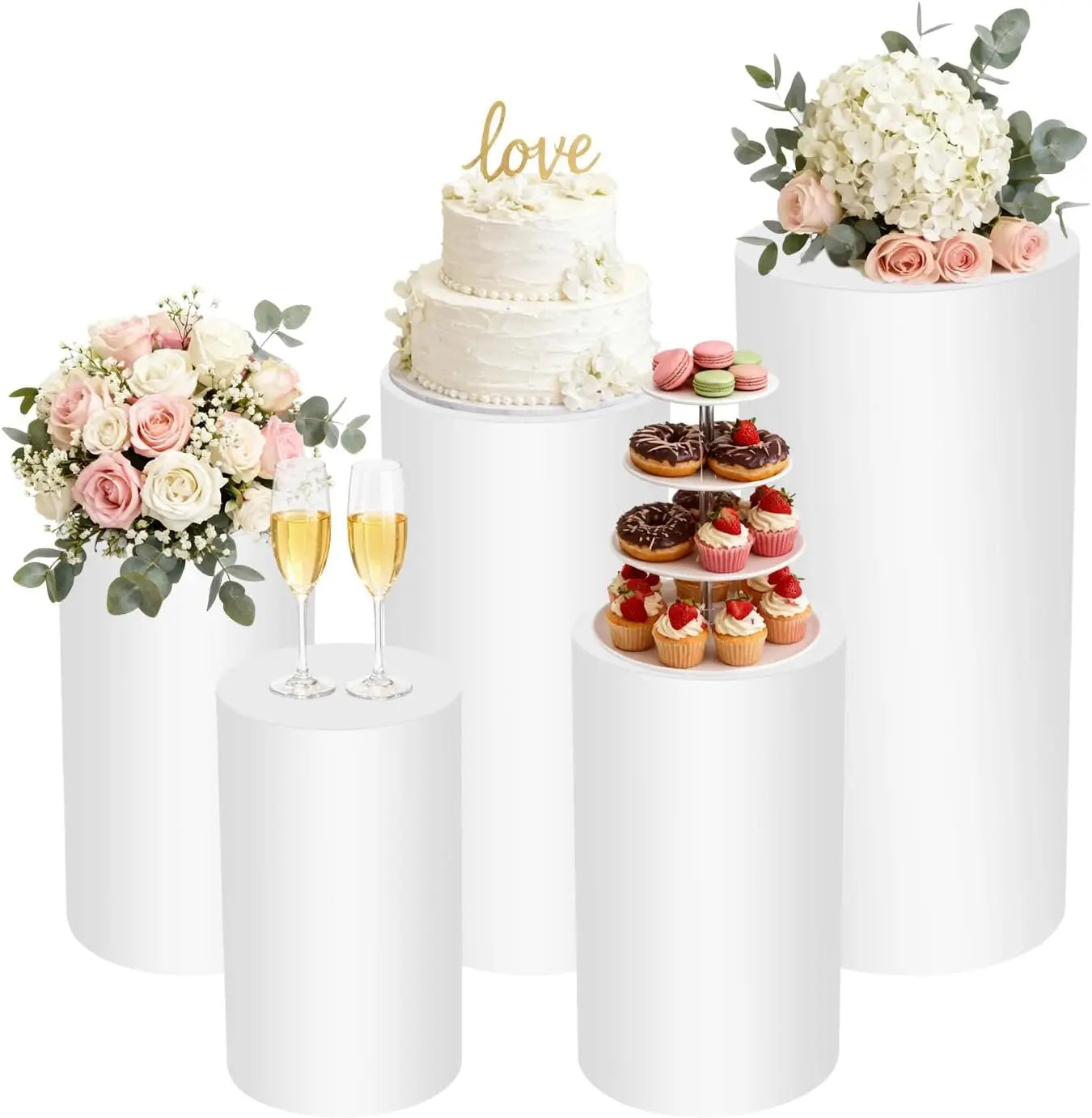 Bymaocar Metal Cylinder Pedestal Cake Stand For Dessert Display