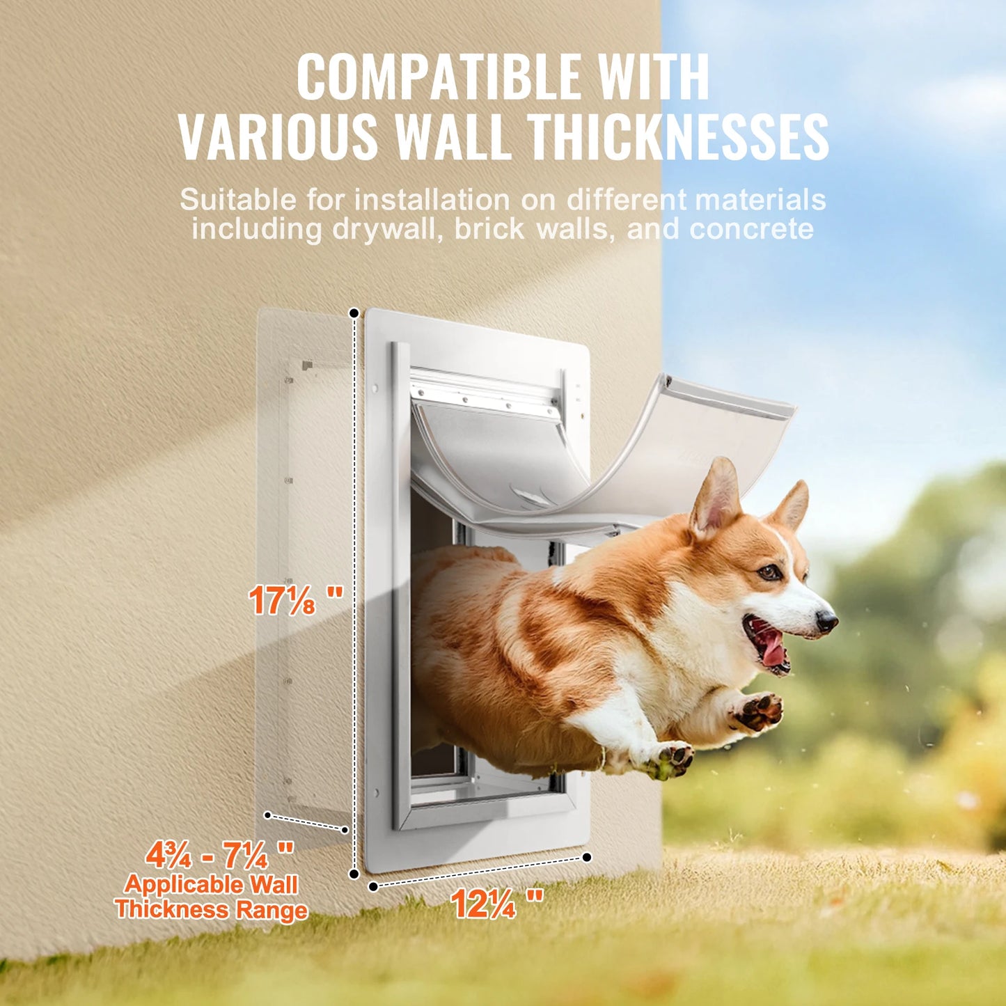 Pet Door With Locking Metal Frame And 3-Flap Weatherproof System