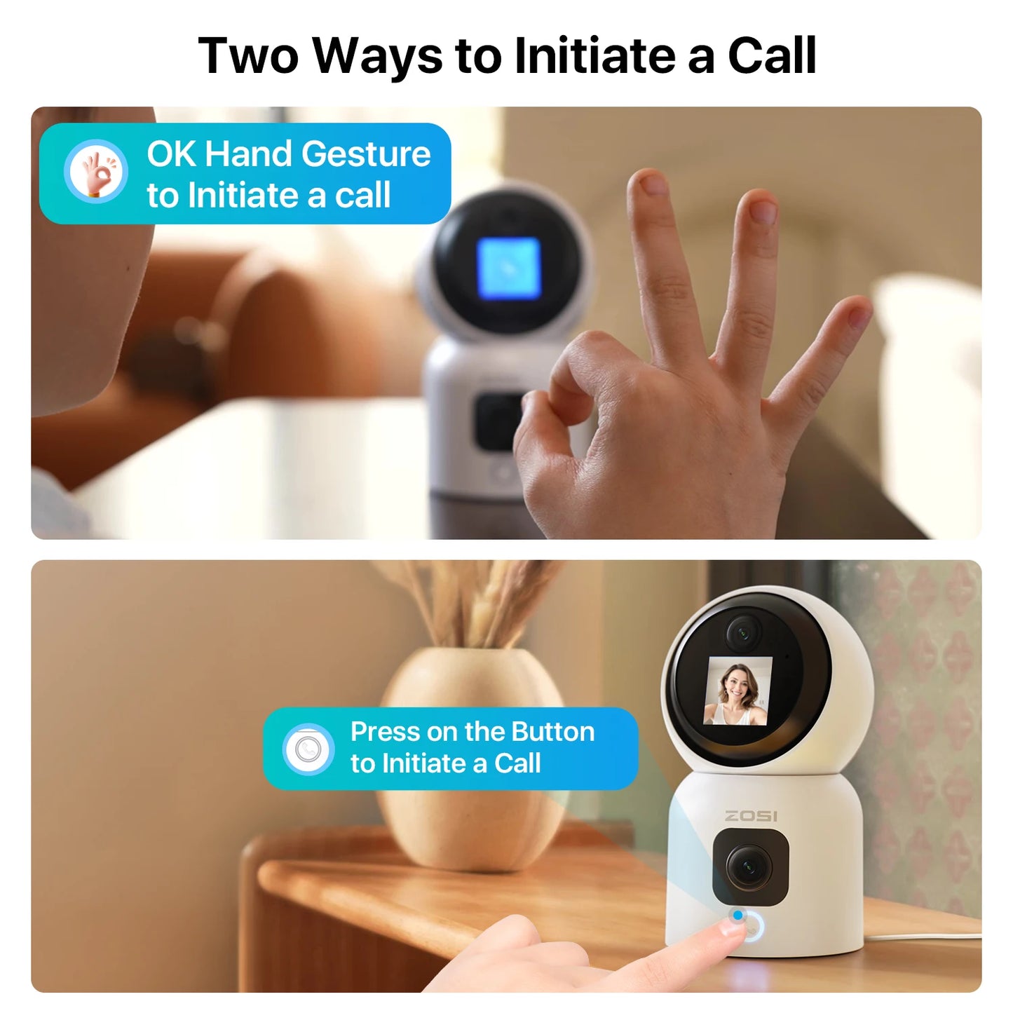 ZOSI 360 Smart Home Security Camera With PTZ Auto Tracking