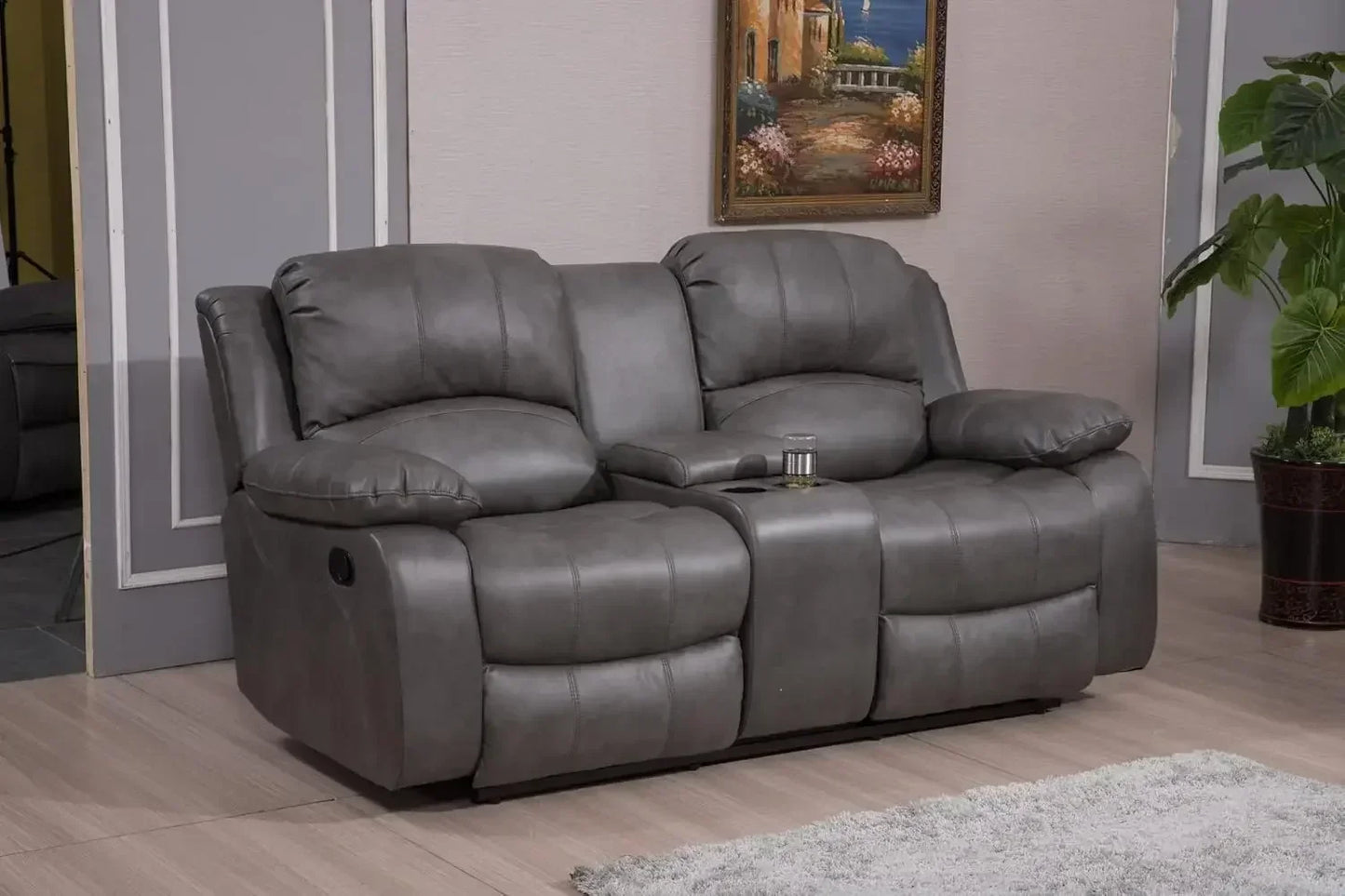 Leather Air Reclining Sofa Loveseat Set 2pc for Living Room