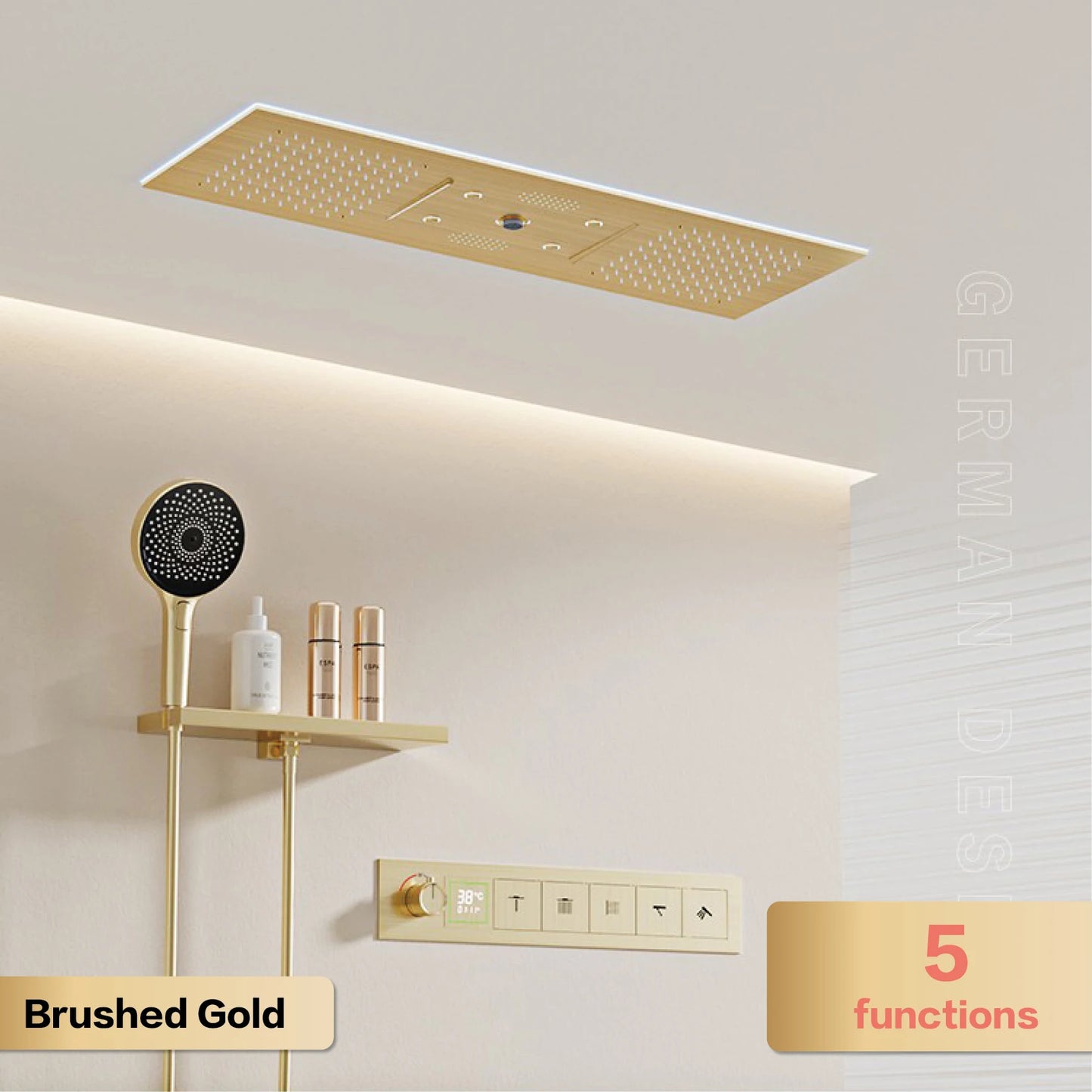 Aitana Luxury Brass Gunmetal LED Display Thermostatic Shower System