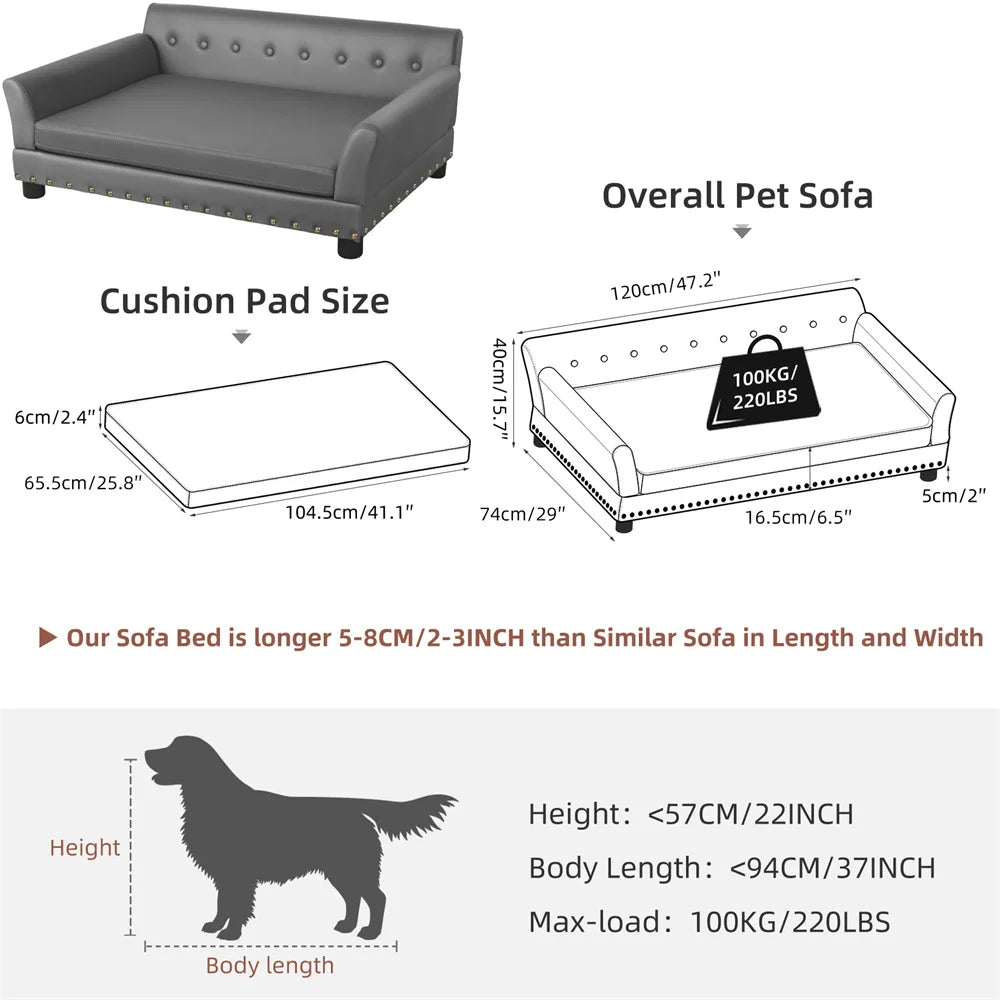 BORWART Heavy Duty Pet Sofa Bed Large Raised Dog And Cat Couch