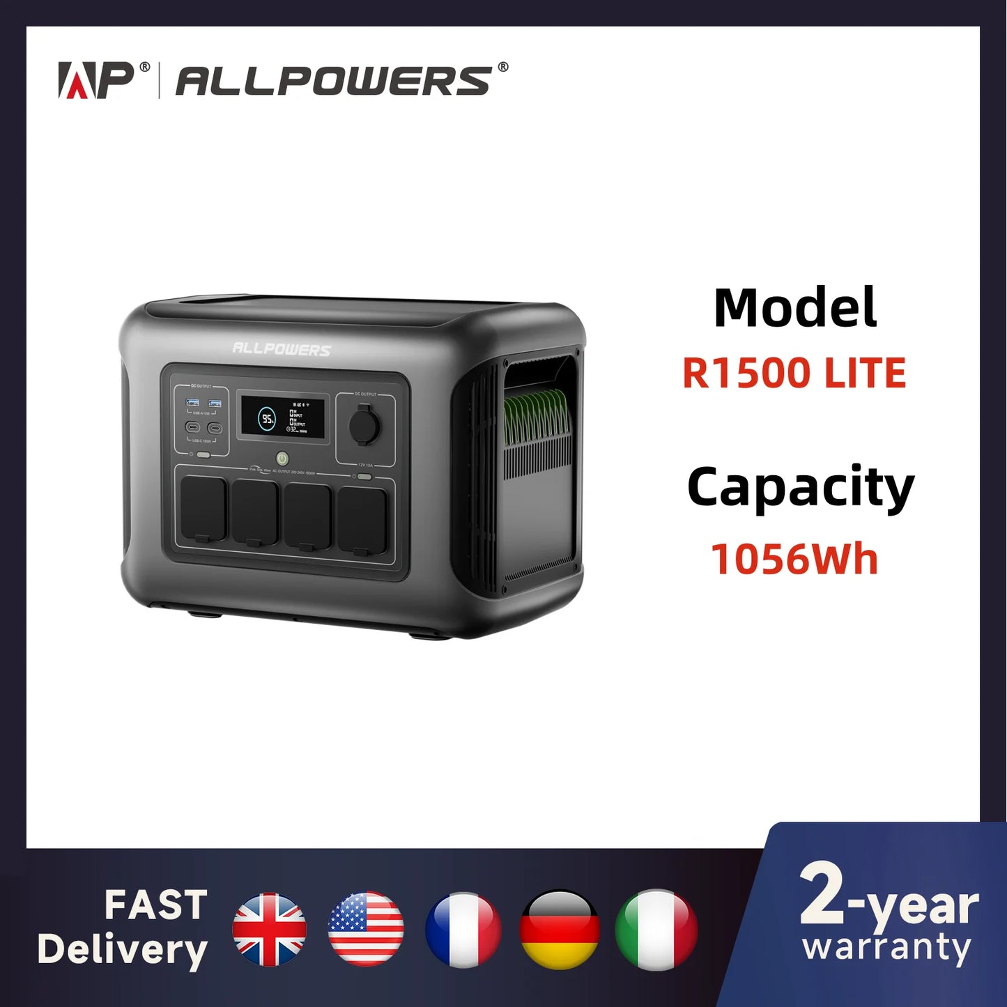 ALLPOWERS R1500 LITE Portable Power Station 1056Wh LiFePO4